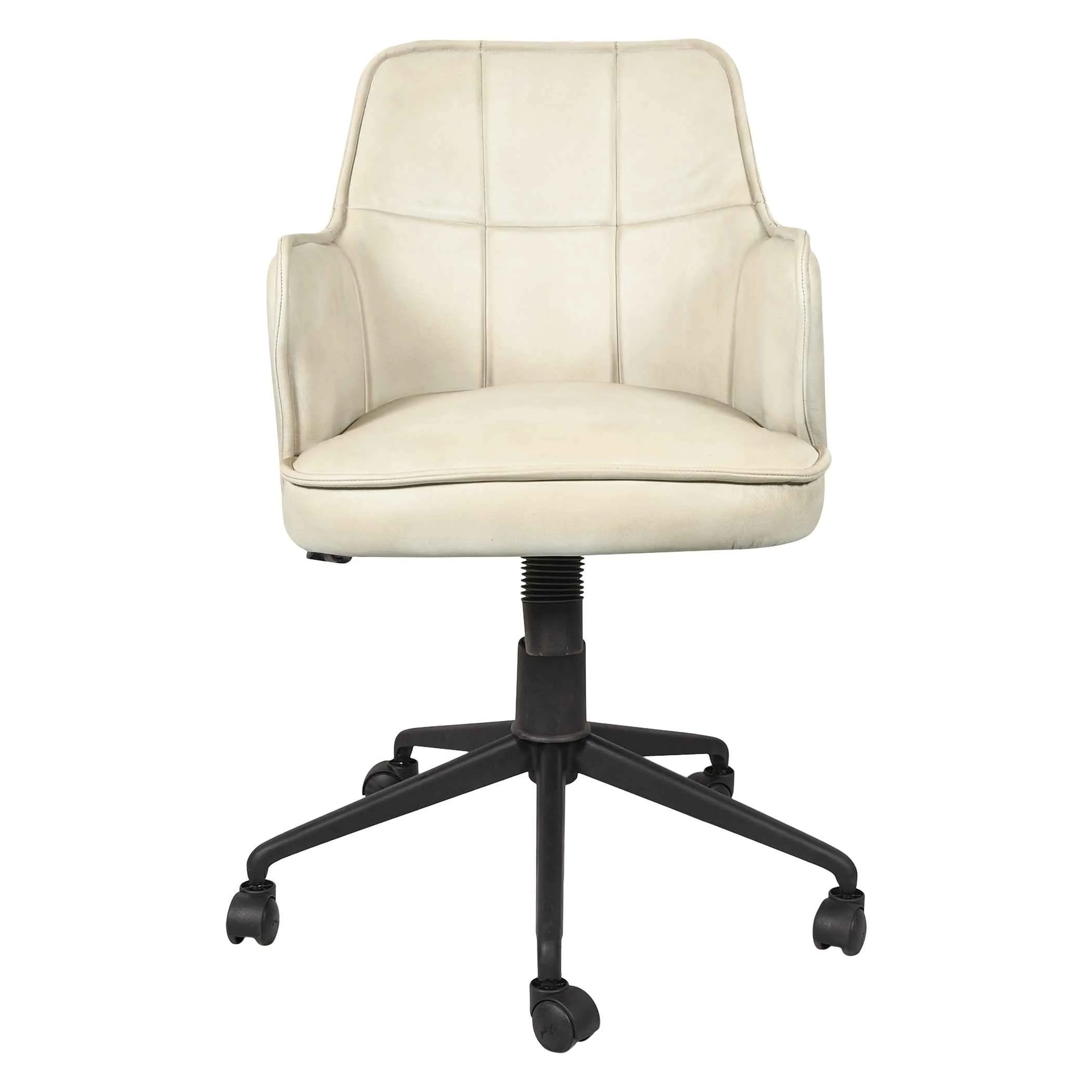 Kent Swivel Desk Chair in Antique Ivory Leather - Image 5