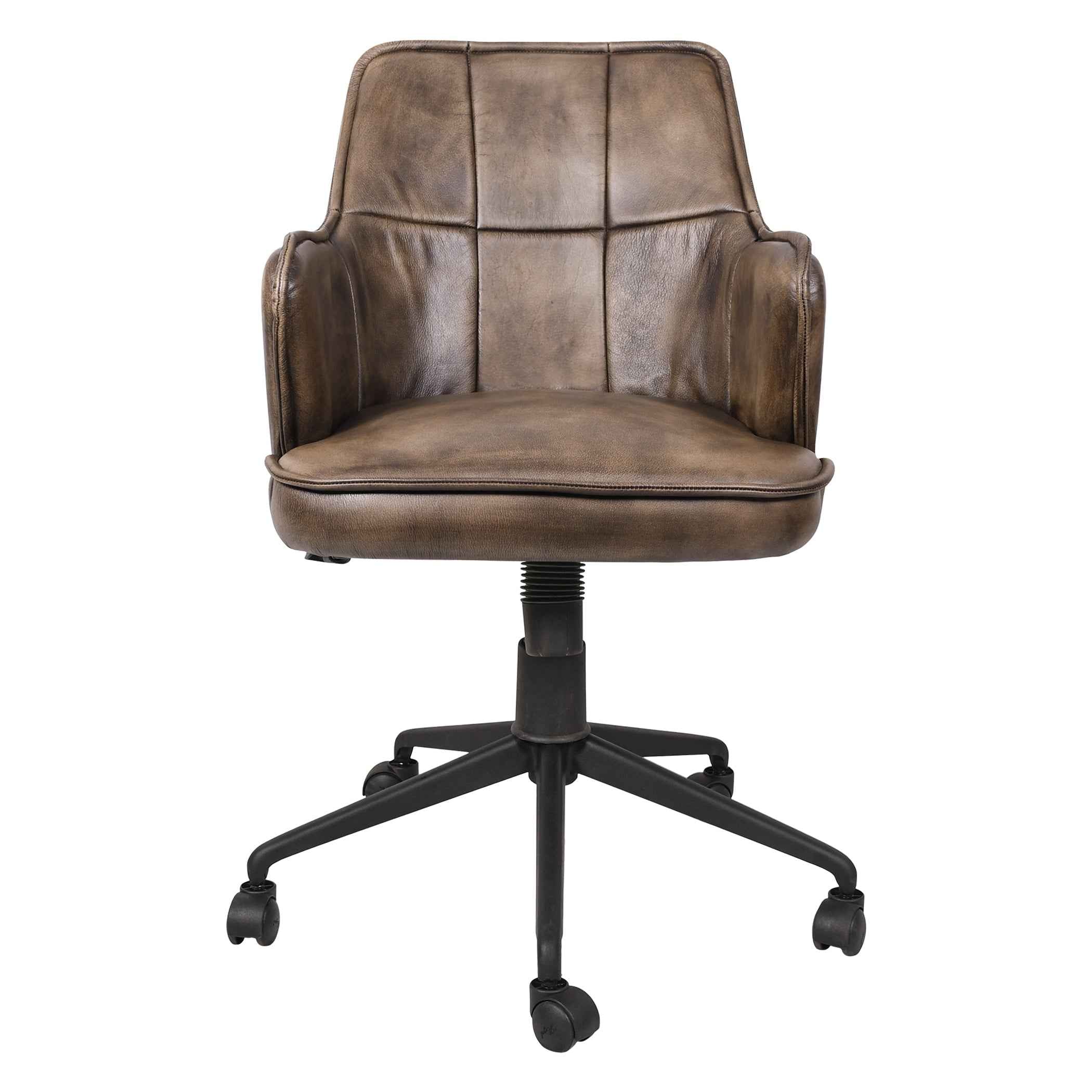 Kent Swivel Desk Chair in Antique Whiskey Leather - Image 4