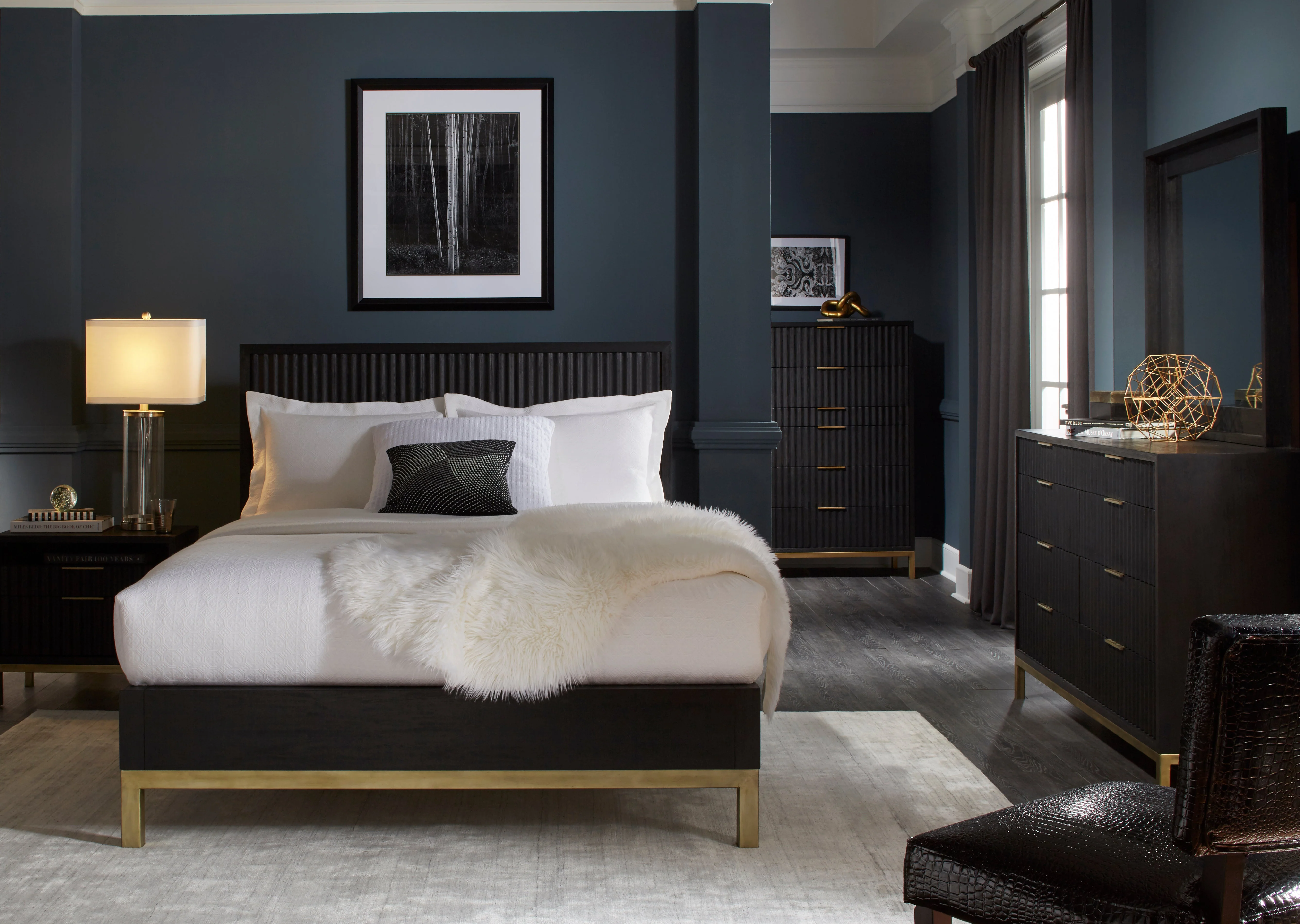 Kentfield Solid Wood Queen Platform Bed in Black Drifted Oak - Image 2