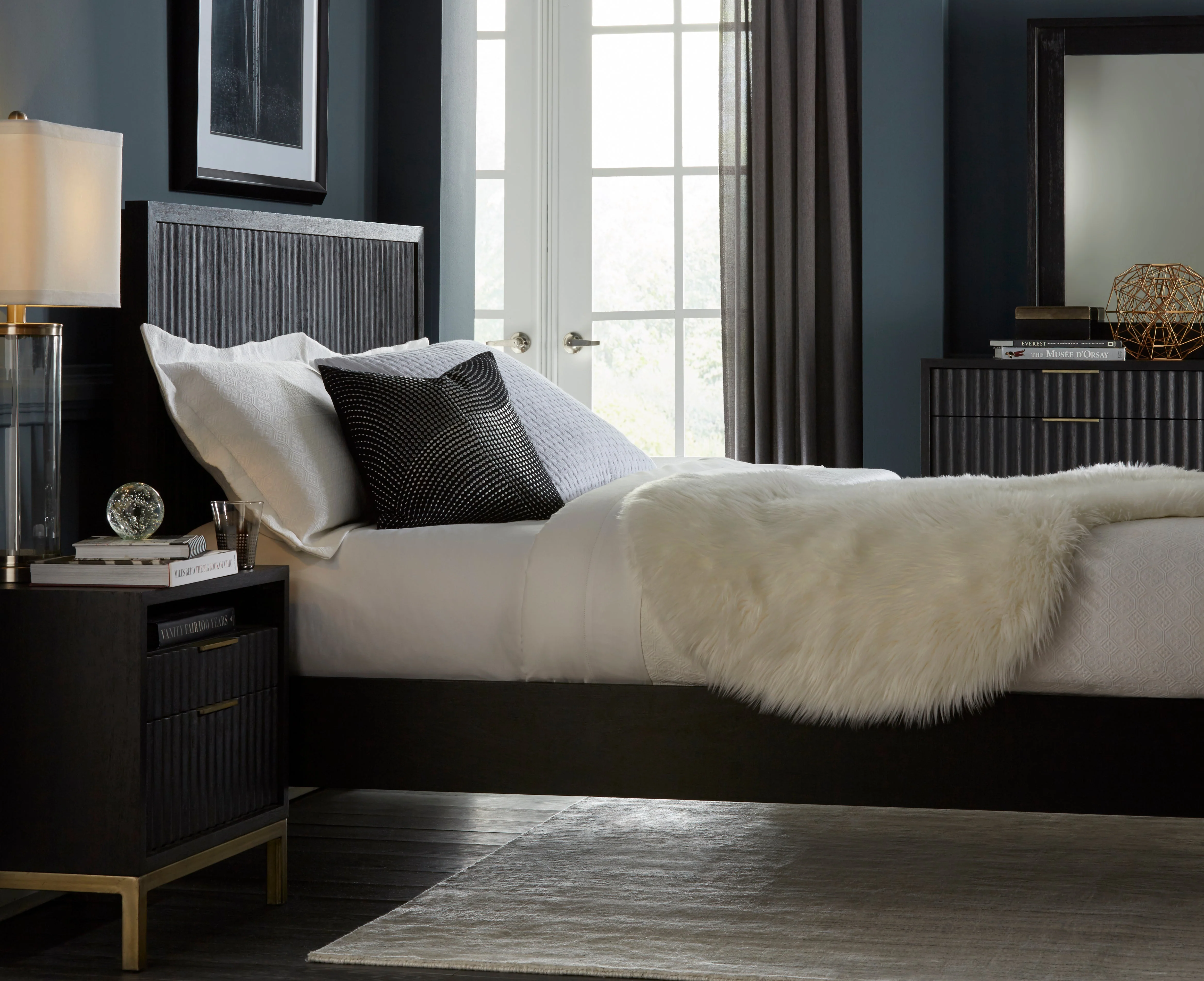 Kentfield Solid Wood Queen Platform Bed in Black Drifted Oak - Image 3