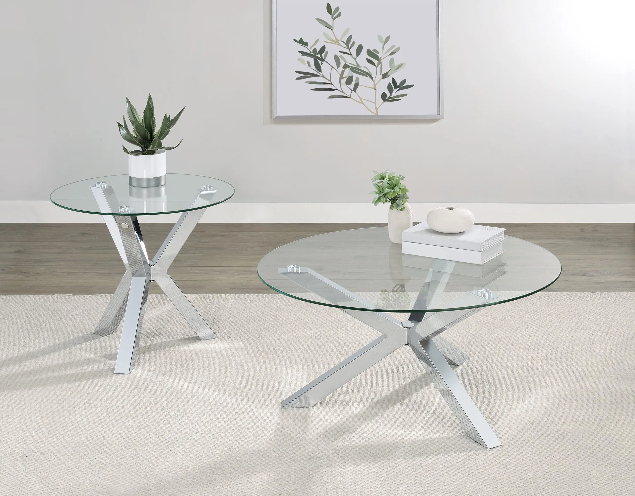 Kenzie Chrome Round Tempered Glass Top End Table - Image 2