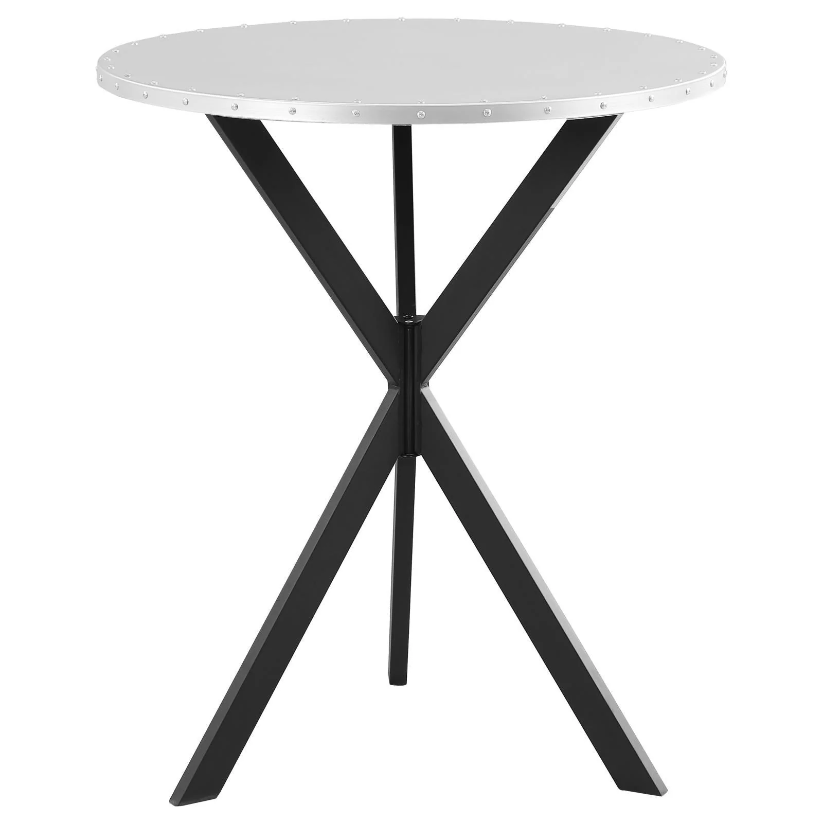 Kenzo Black Round Metal Top Bar Table Silver and Sandy - Image 3