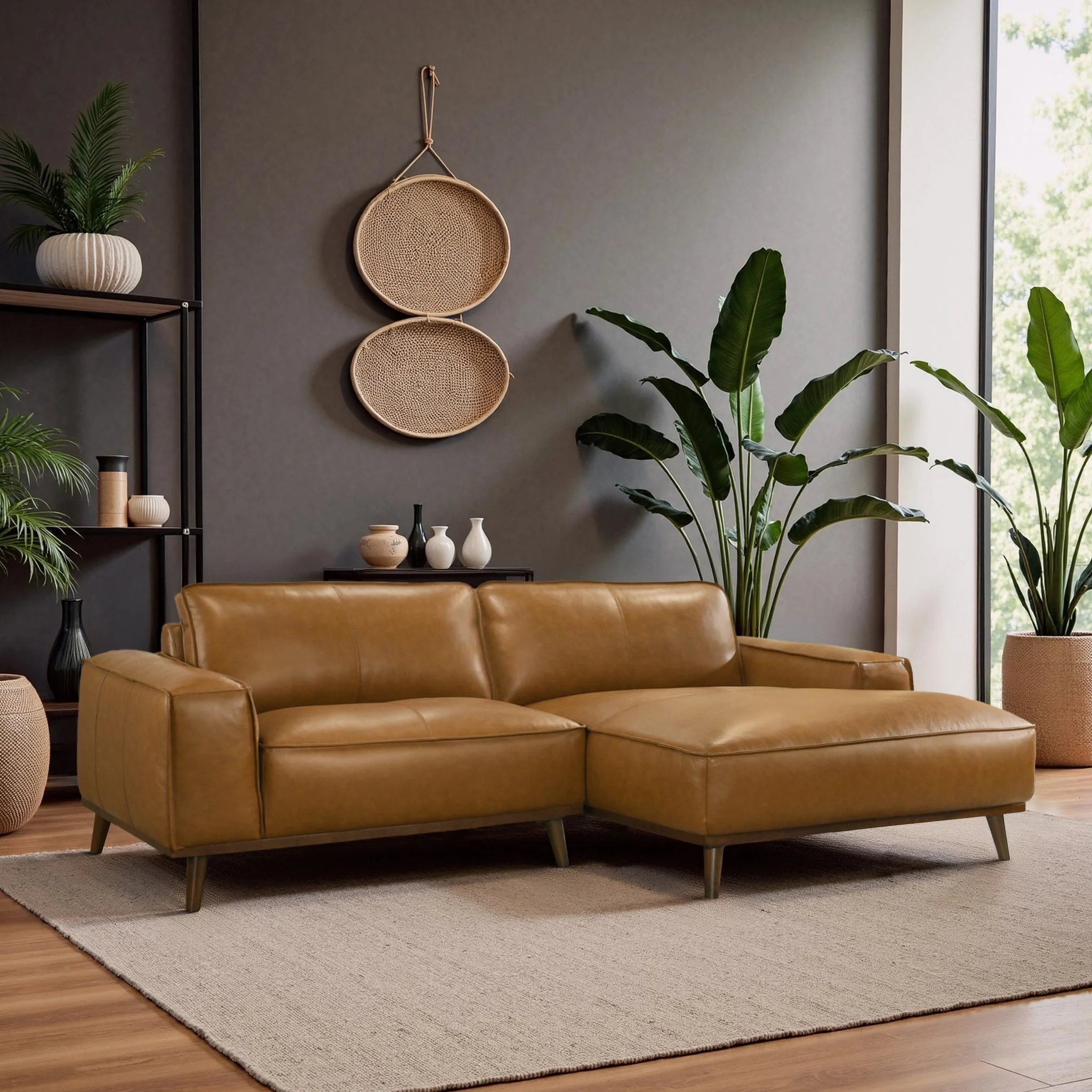 Kerrville Tan Leather Right Sectional Sofa - Image 3
