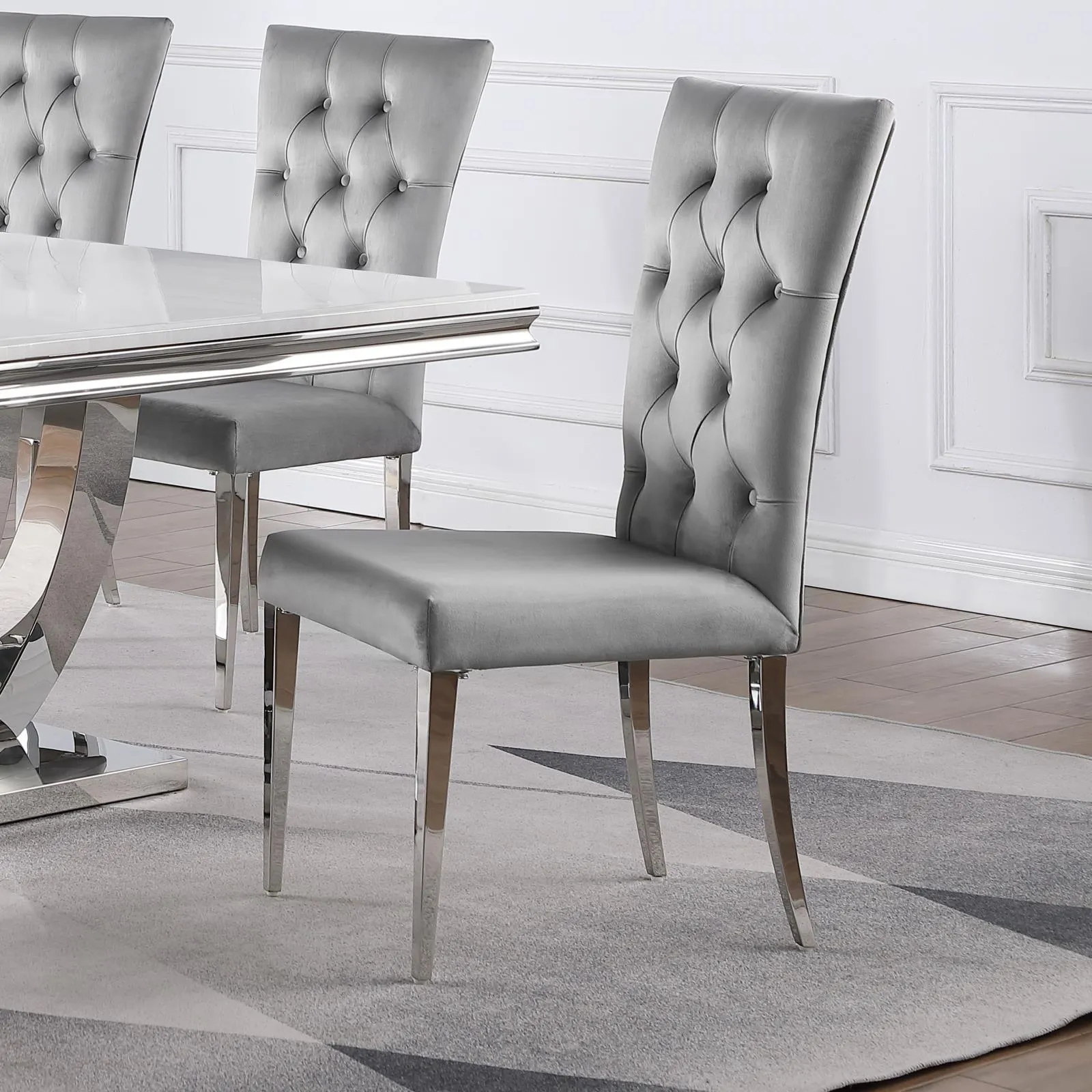 Kerwin Gray/Chrome Tufted Upholstered Side Chair, Set of 2 - Image 6