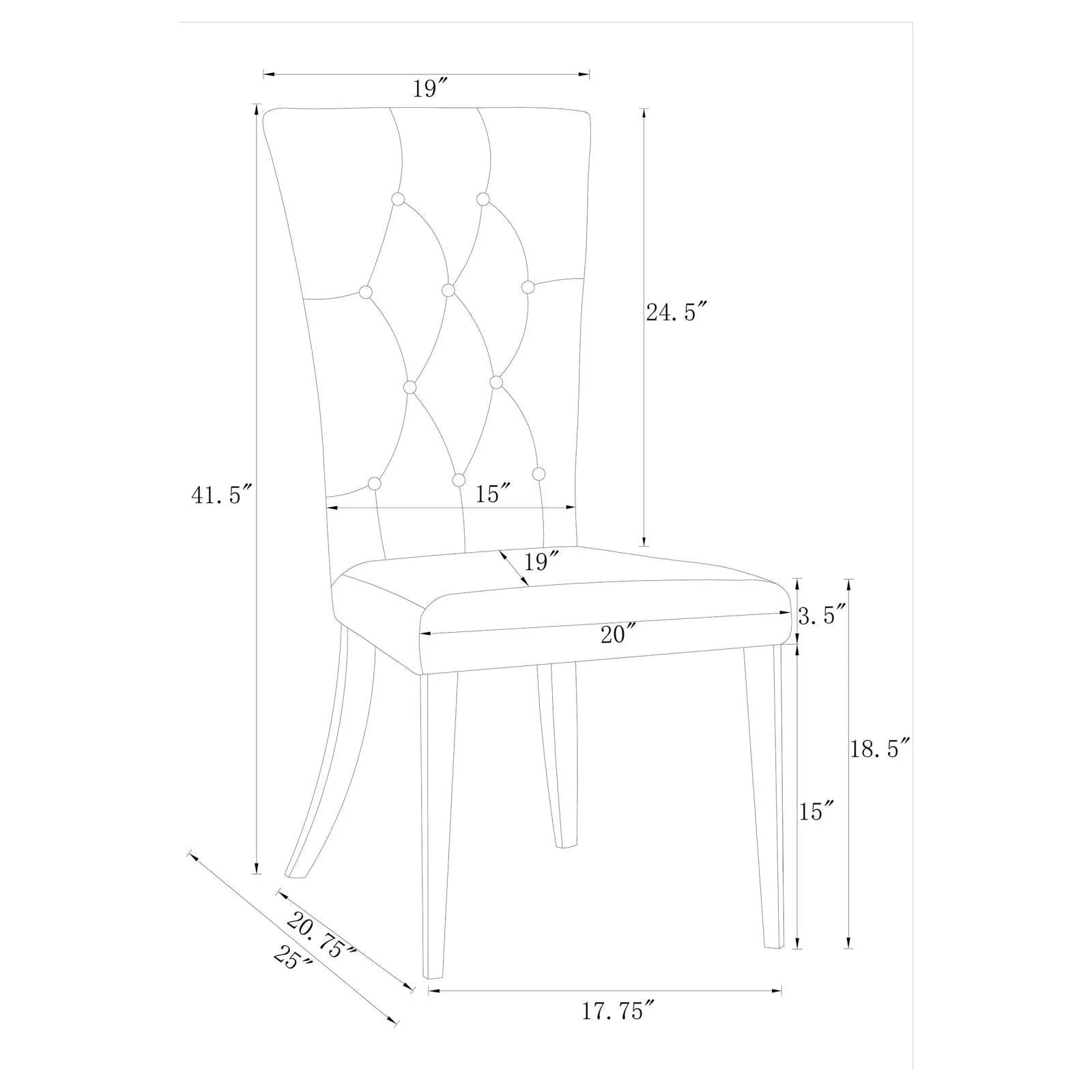 Kerwin Gray/Chrome Tufted Upholstered Side Chair, Set of 2 - Image 9