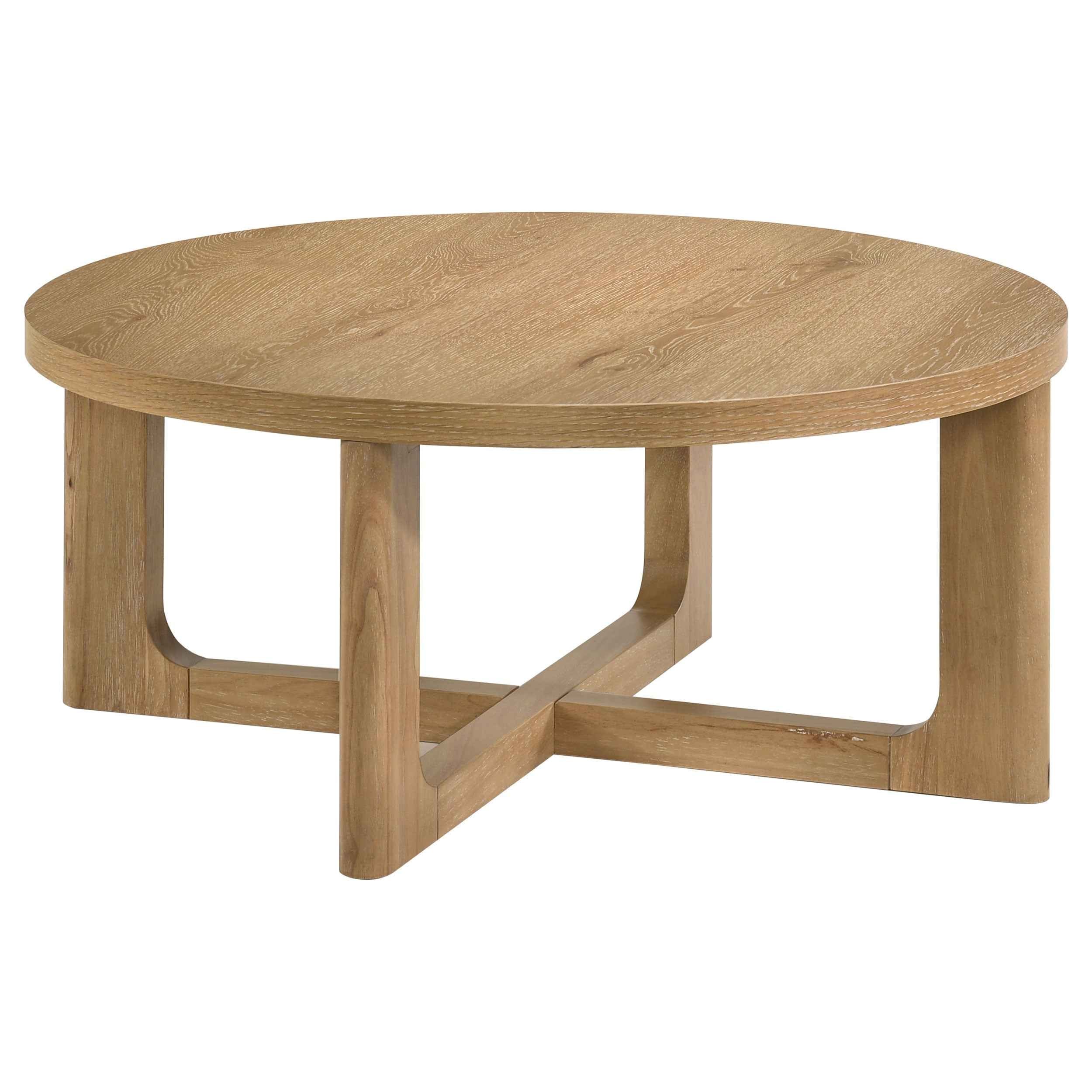 Kessler Light Oak Round Sculptural Wood Coffee Table - Image 2