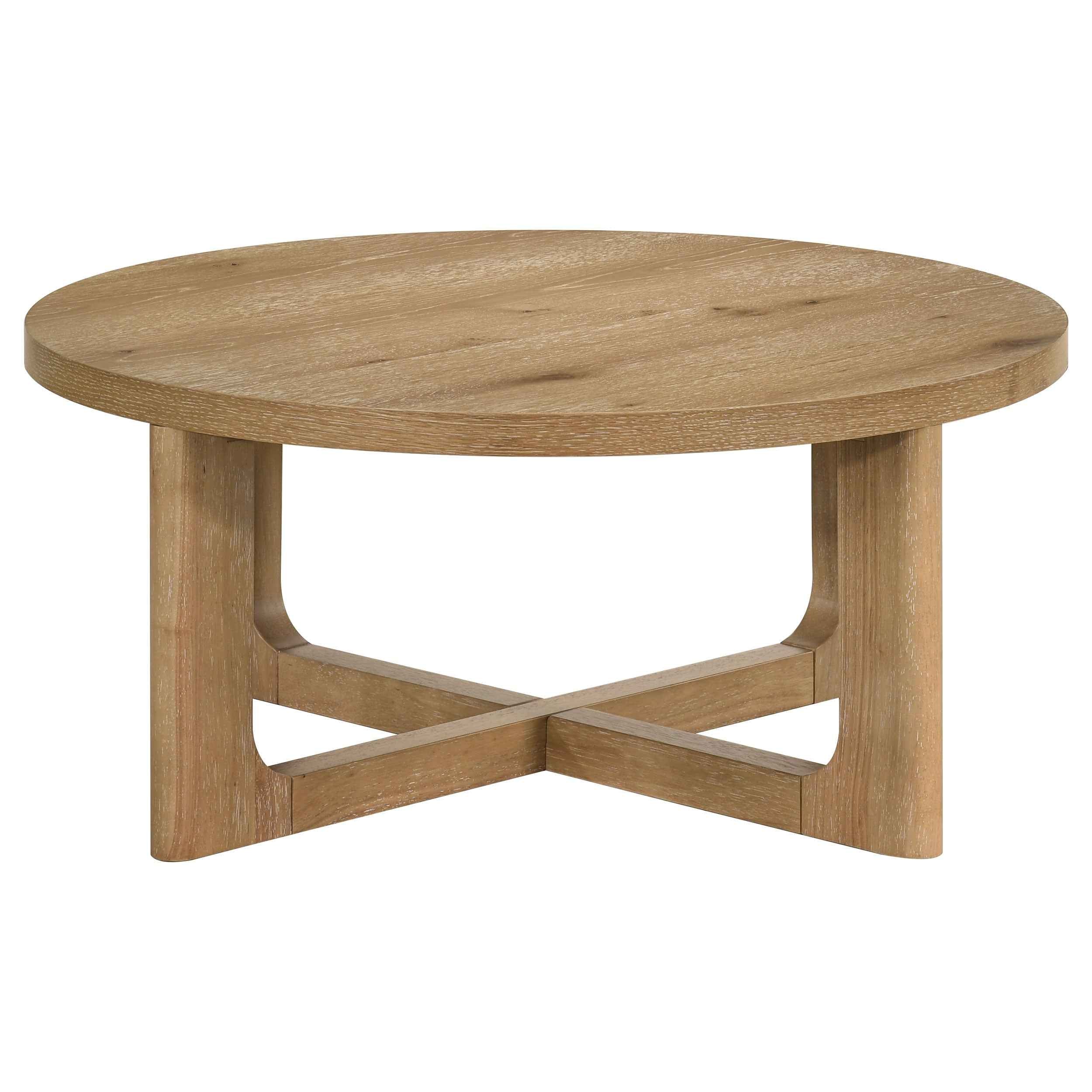 Kessler Light Oak Round Sculptural Wood Coffee Table - Image 3