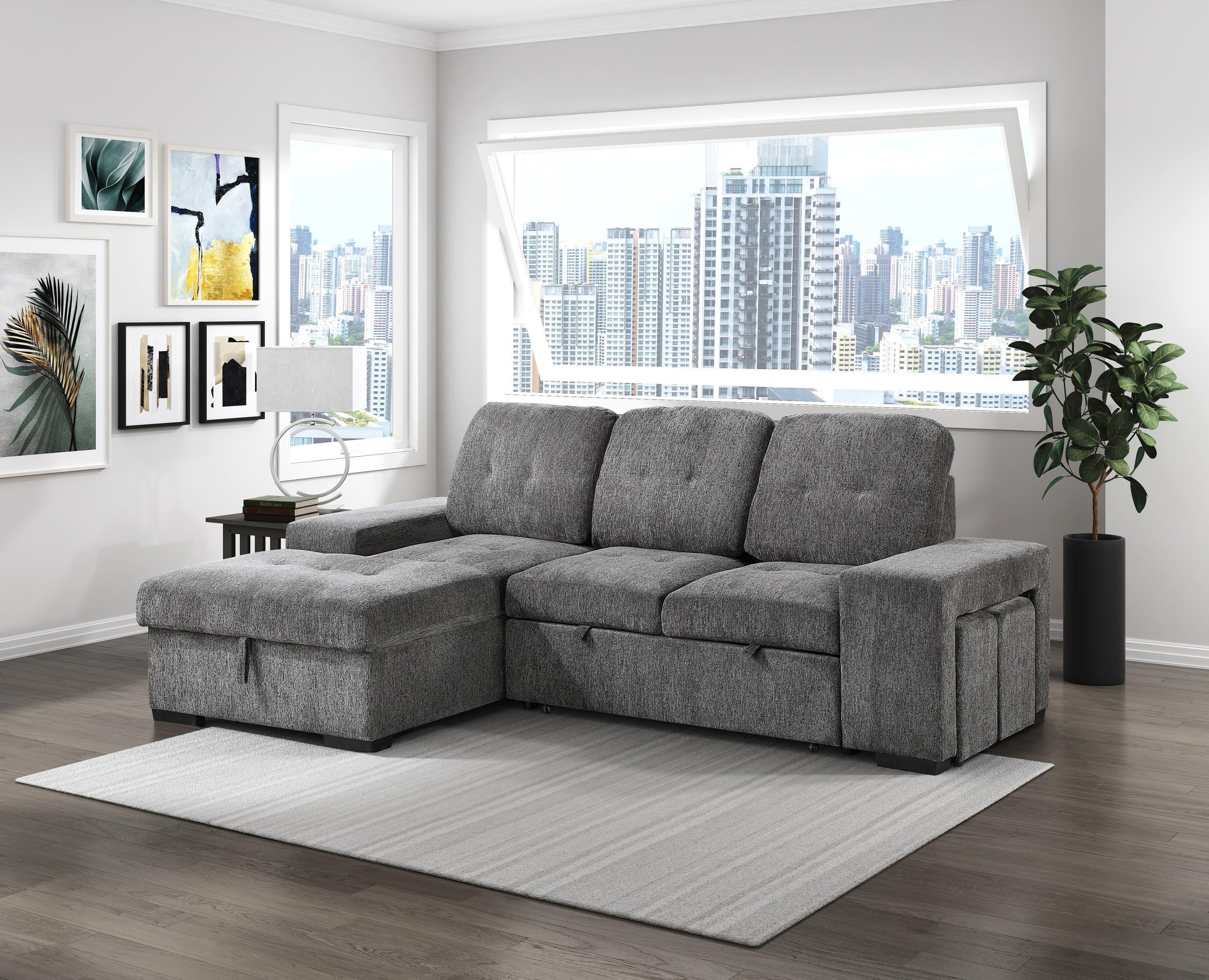 Kevin Grey Sectional With Pull-Out Bed - Image 2