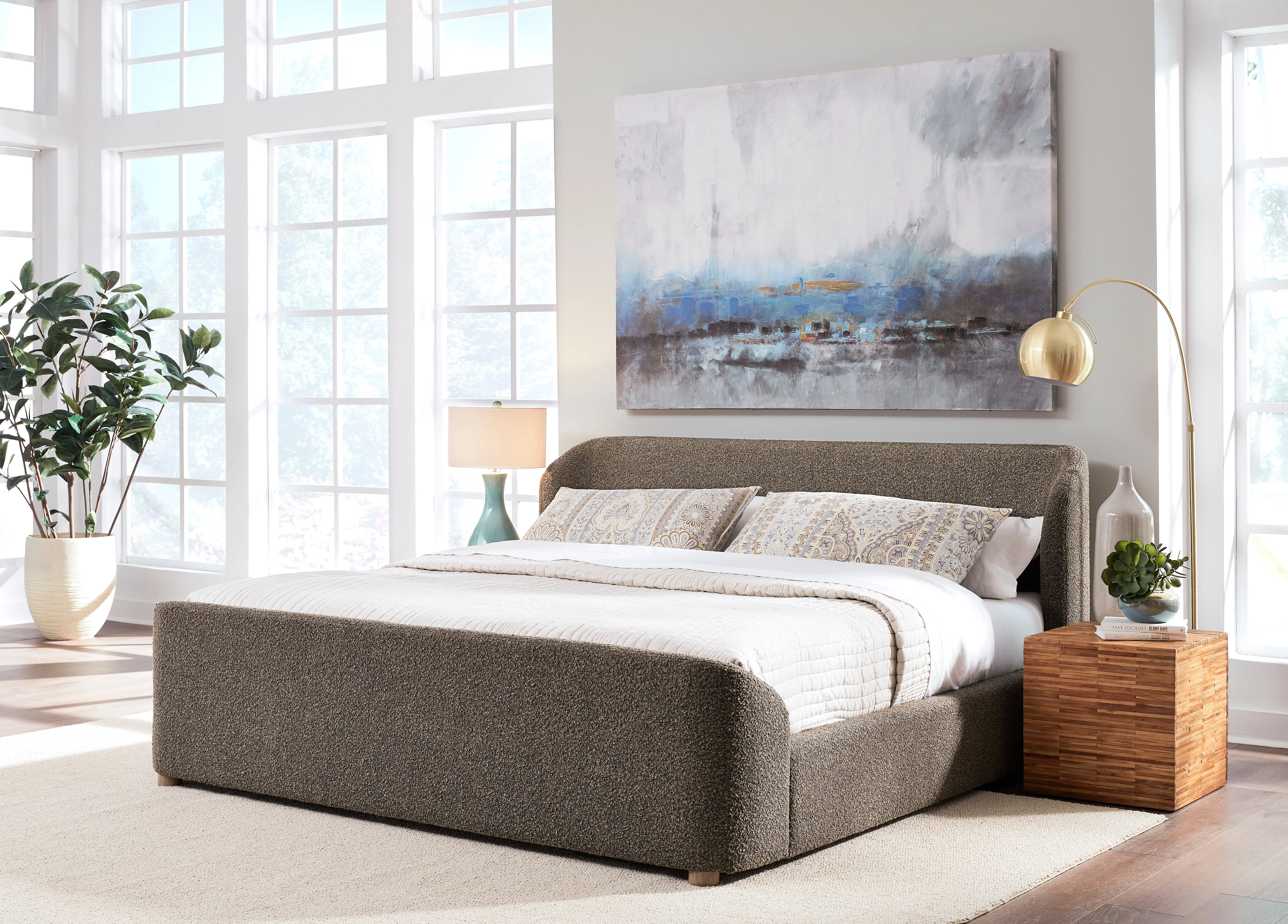 Kiki Upholstered Eastern King Platform Bed in Pumpernickel Boucle - Image 2