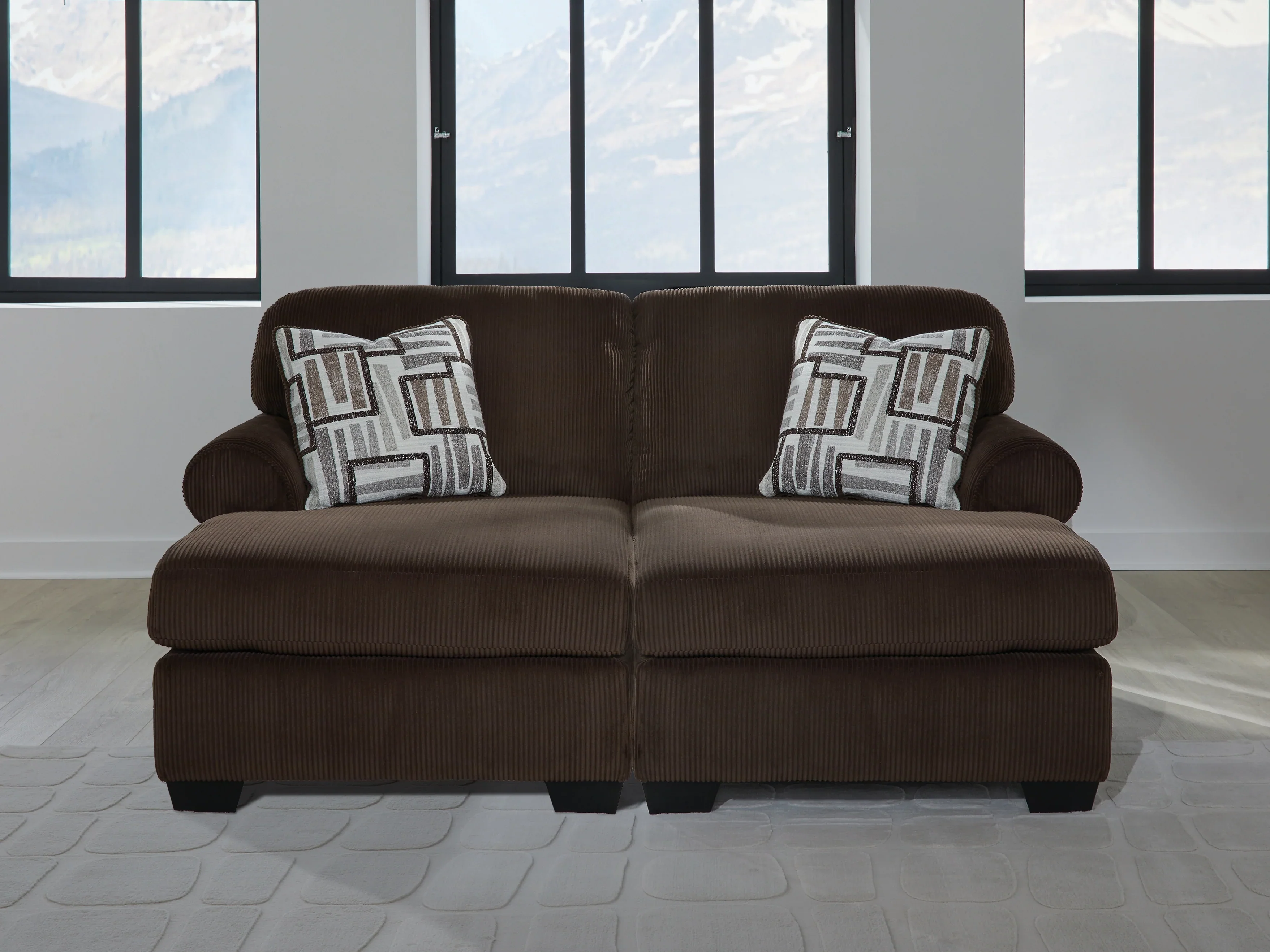 Kimlee Chocolate 2-Piece Super Chaise
