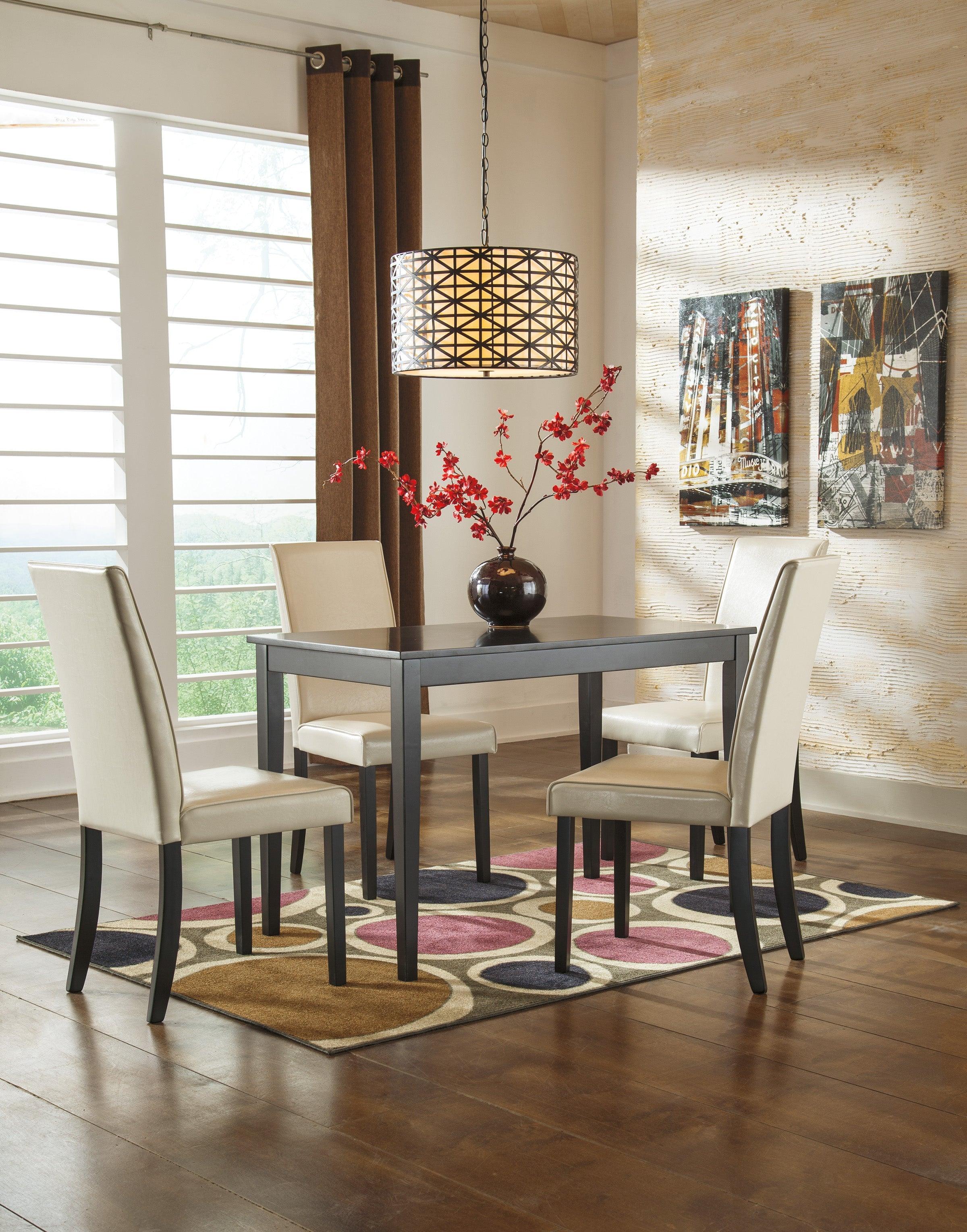 Kimonte Dark Brown/Ivory 5-Piece Rectangular Dining Set - Image 2