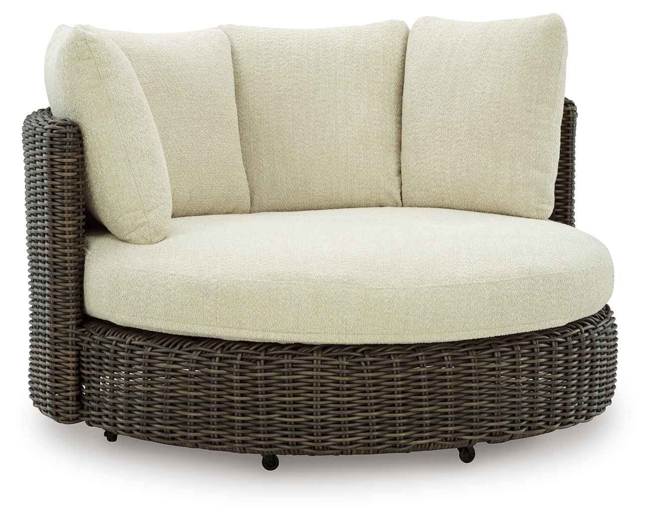Kimora Beige/Dark Brown Outdoor Swivel Lounge Chair with Cushion - Image 2