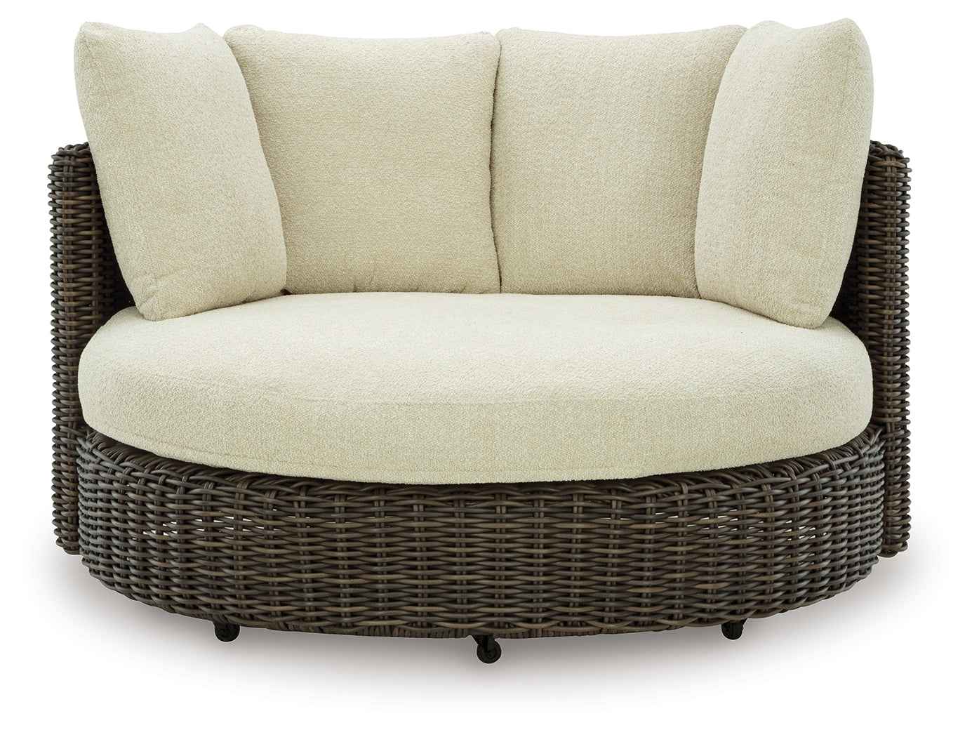 Kimora Beige/Dark Brown Outdoor Swivel Lounge Chair with Cushion - Image 3