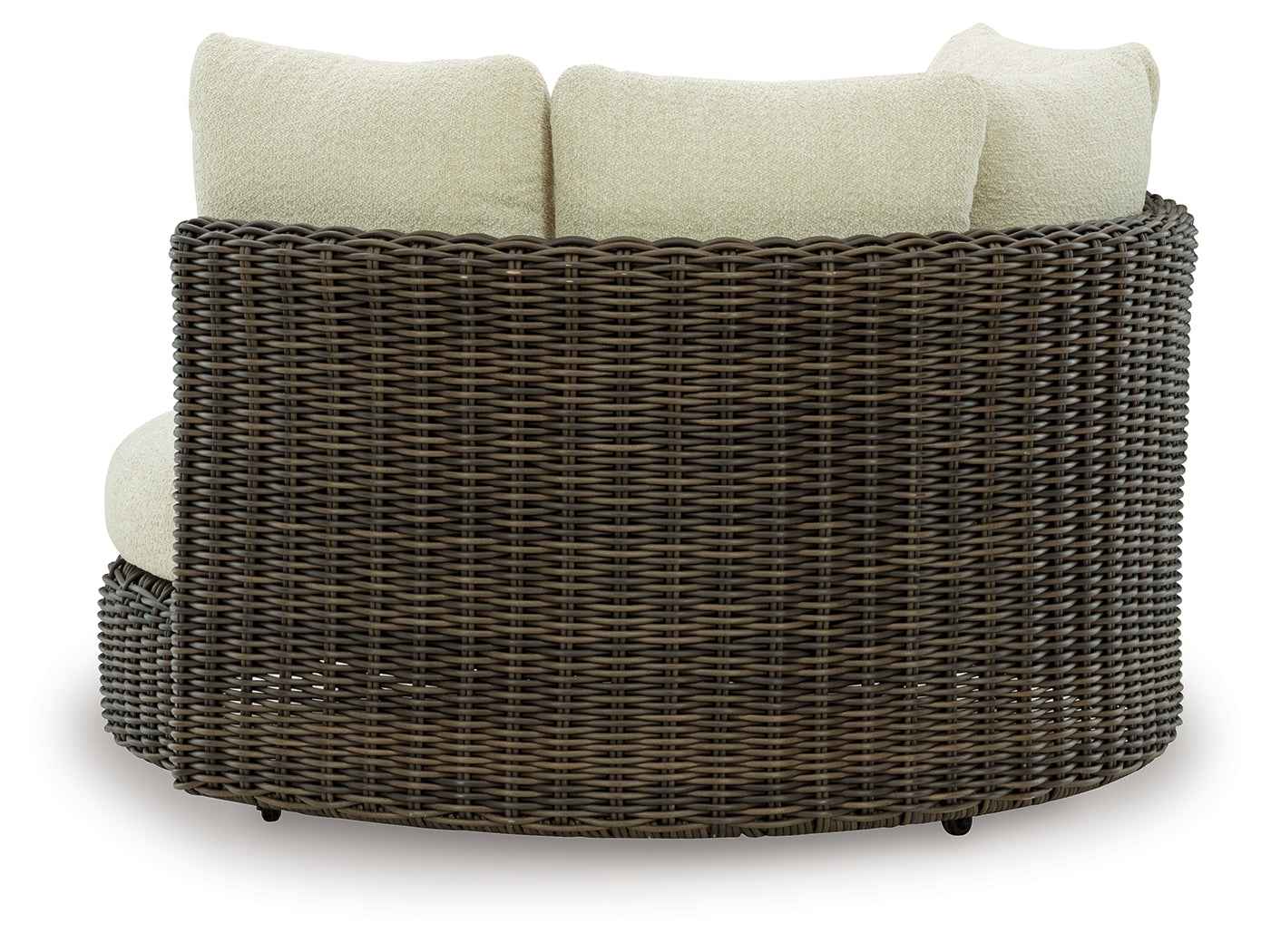 Kimora Beige/Dark Brown Outdoor Swivel Lounge Chair with Cushion - Image 4