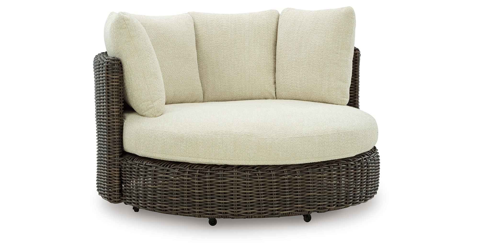 Kimora Beige/Dark Brown Outdoor Swivel Lounge Chair with Cushion - Image 6