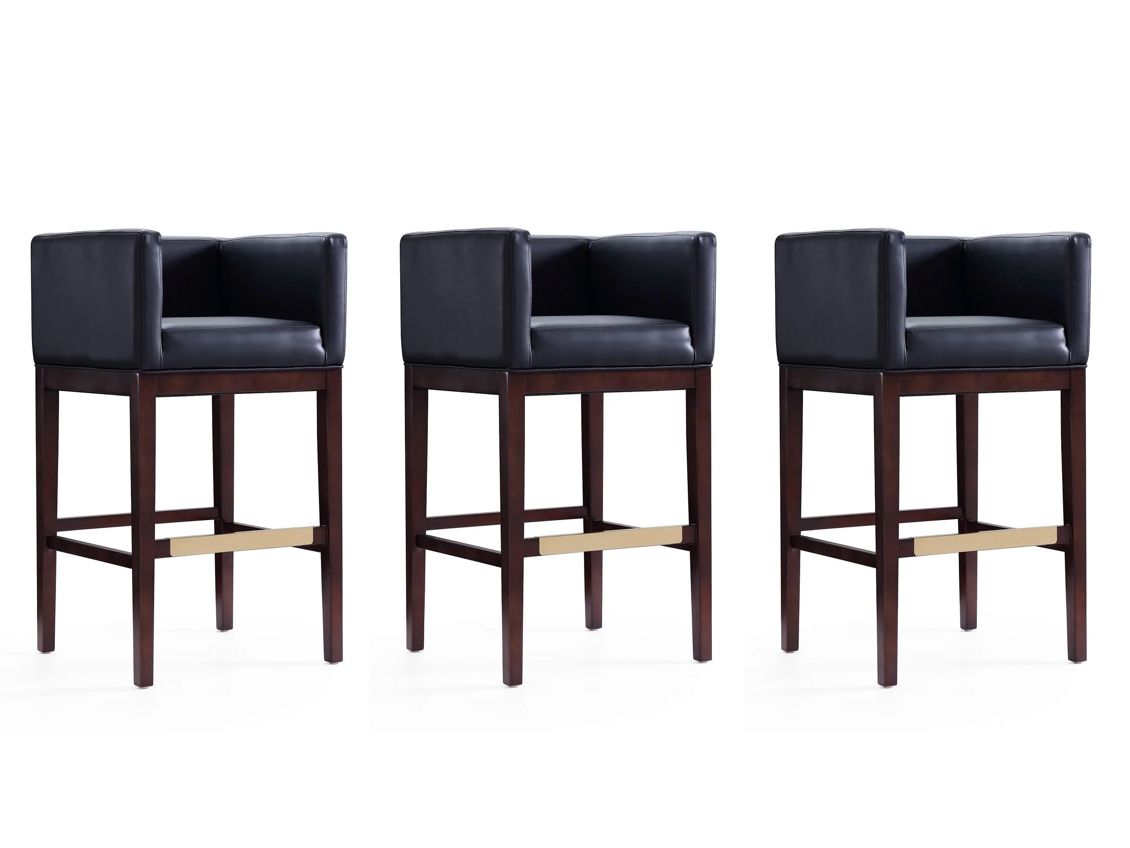 Kingsley Barstool in Black and Dark Walnut (set of 3)