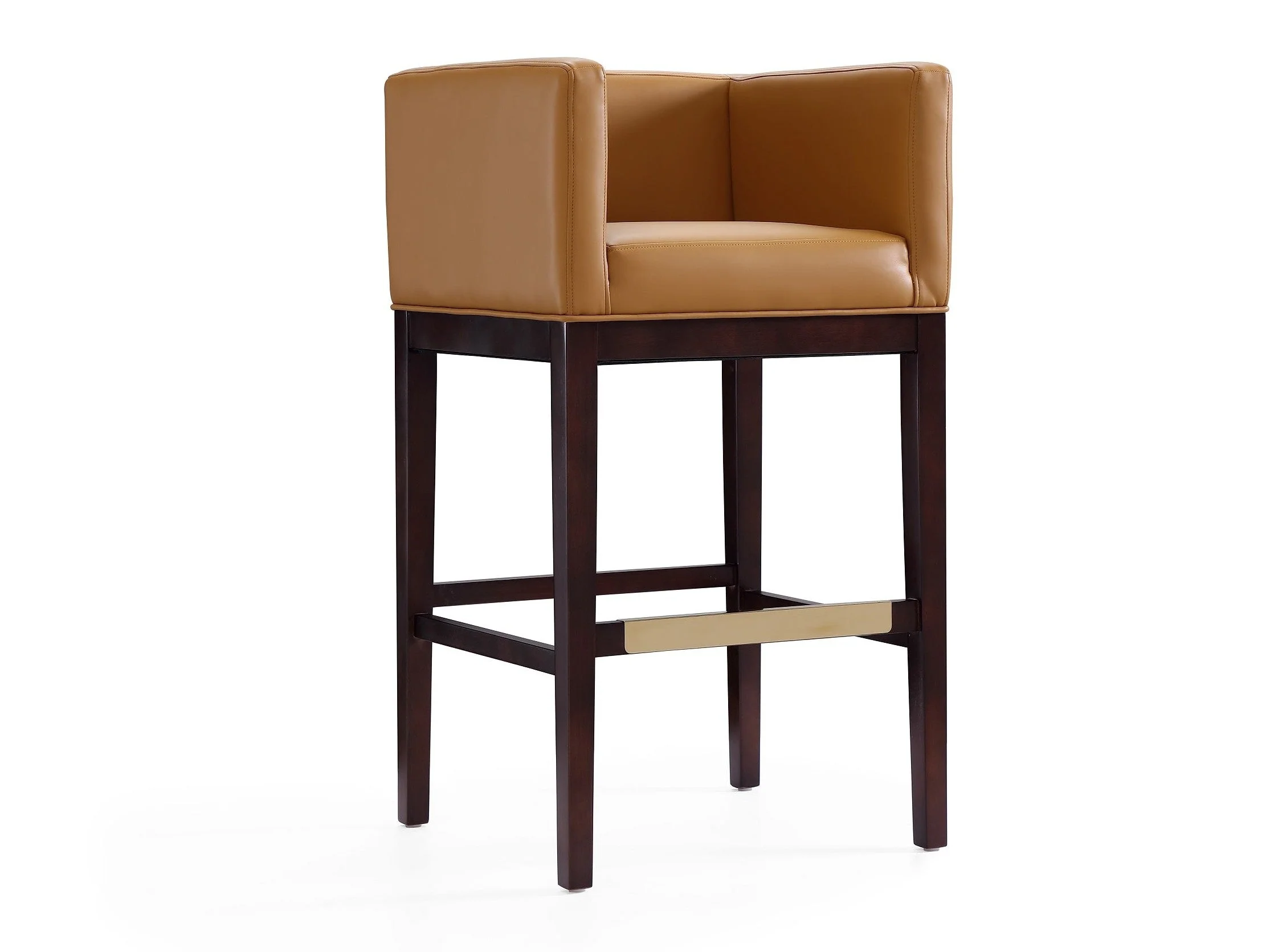 Kingsley Barstool in Camel and Dark Walnut