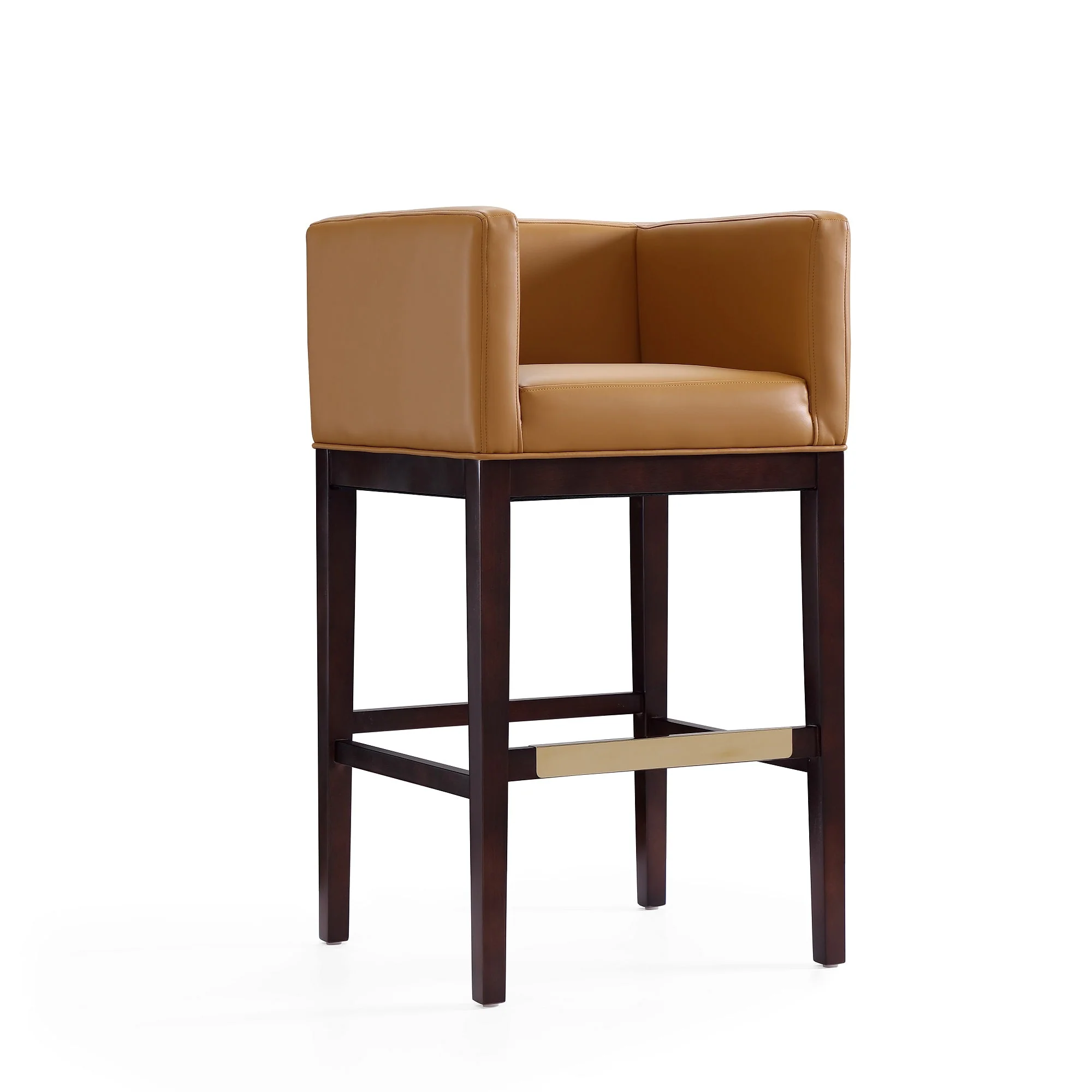Kingsley Barstool in Camel and Dark Walnut (set of 2) - Image 3