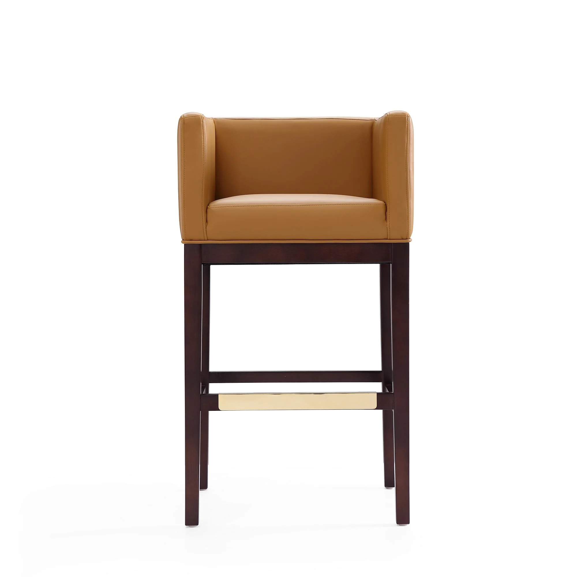 Kingsley Barstool in Camel and Dark Walnut (set of 3) - Image 4