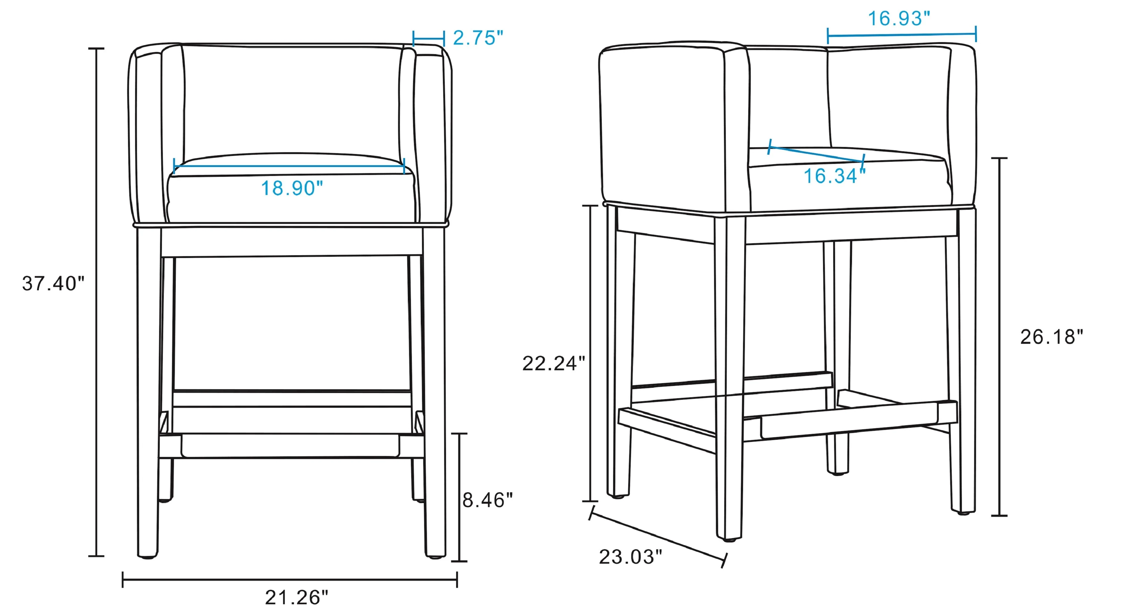 Kingsley Counter Stool in Black and Dark Walnut - Image 3