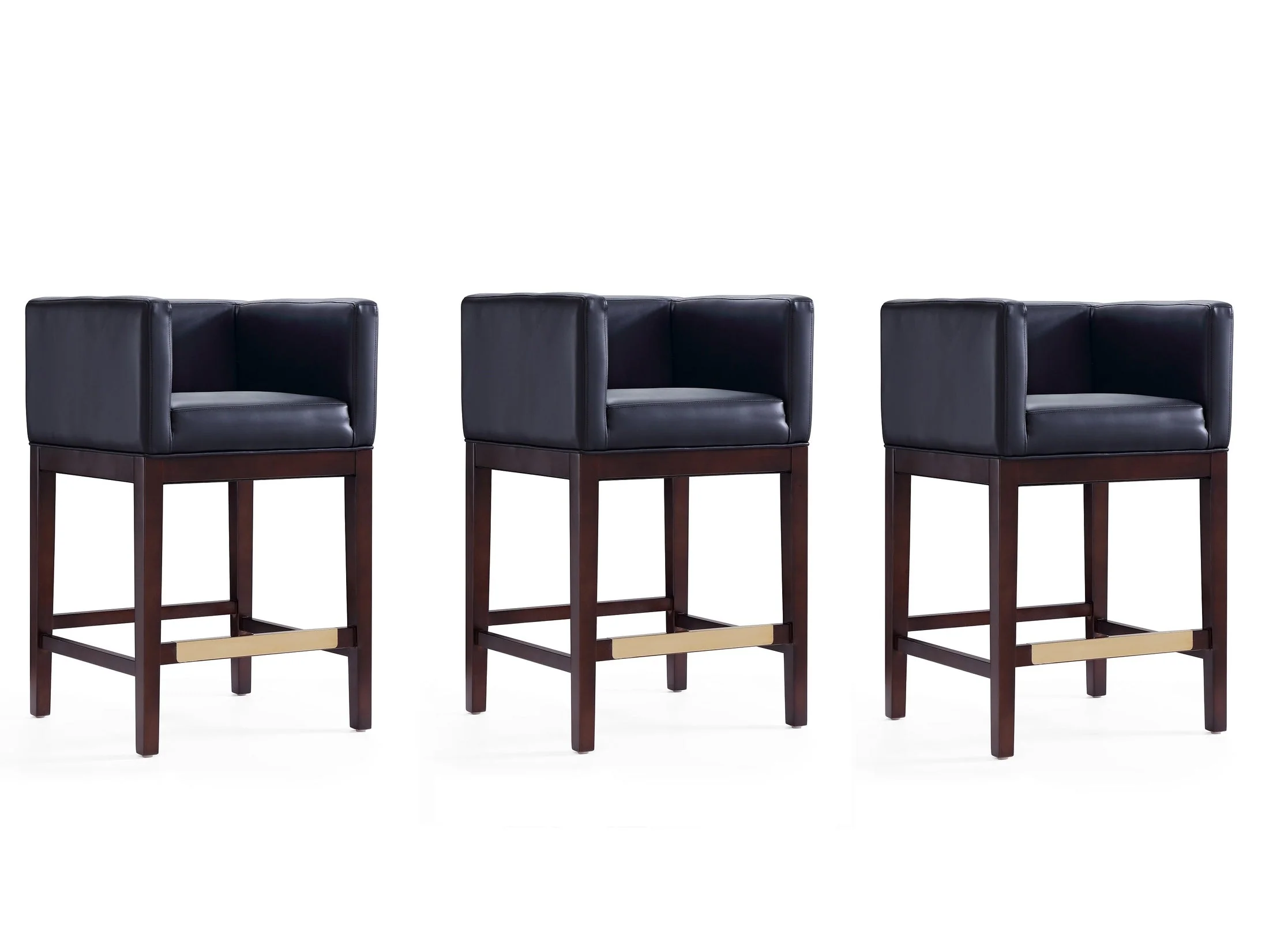 Kingsley Counter Stool in Black and Dark Walnut (set of 3)