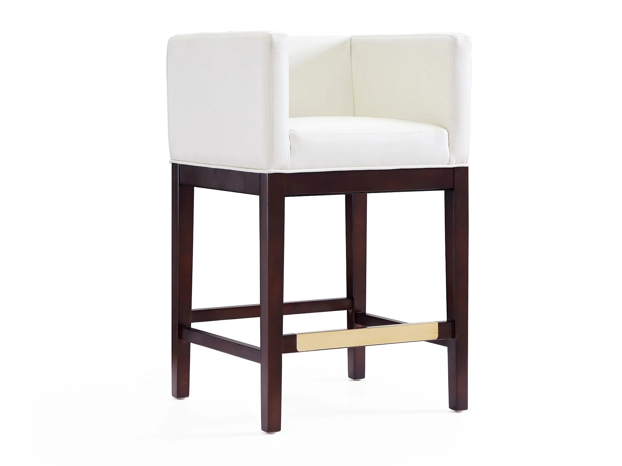 Kingsley Counter Stool in Ivory and Dark Walnut