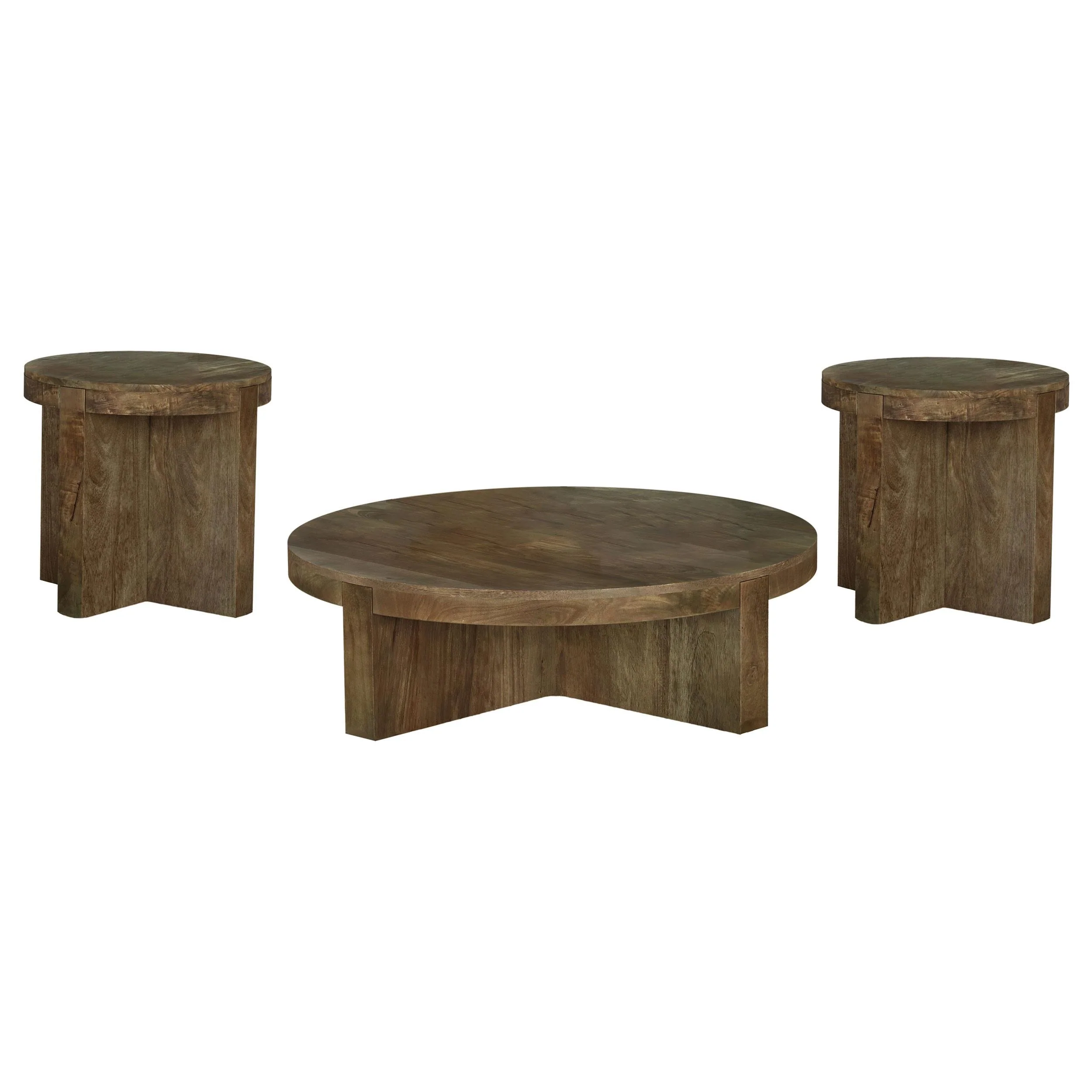 Kinkaid Brown 3-Piece Solid Wood Coffee and End Table Set - Image 2