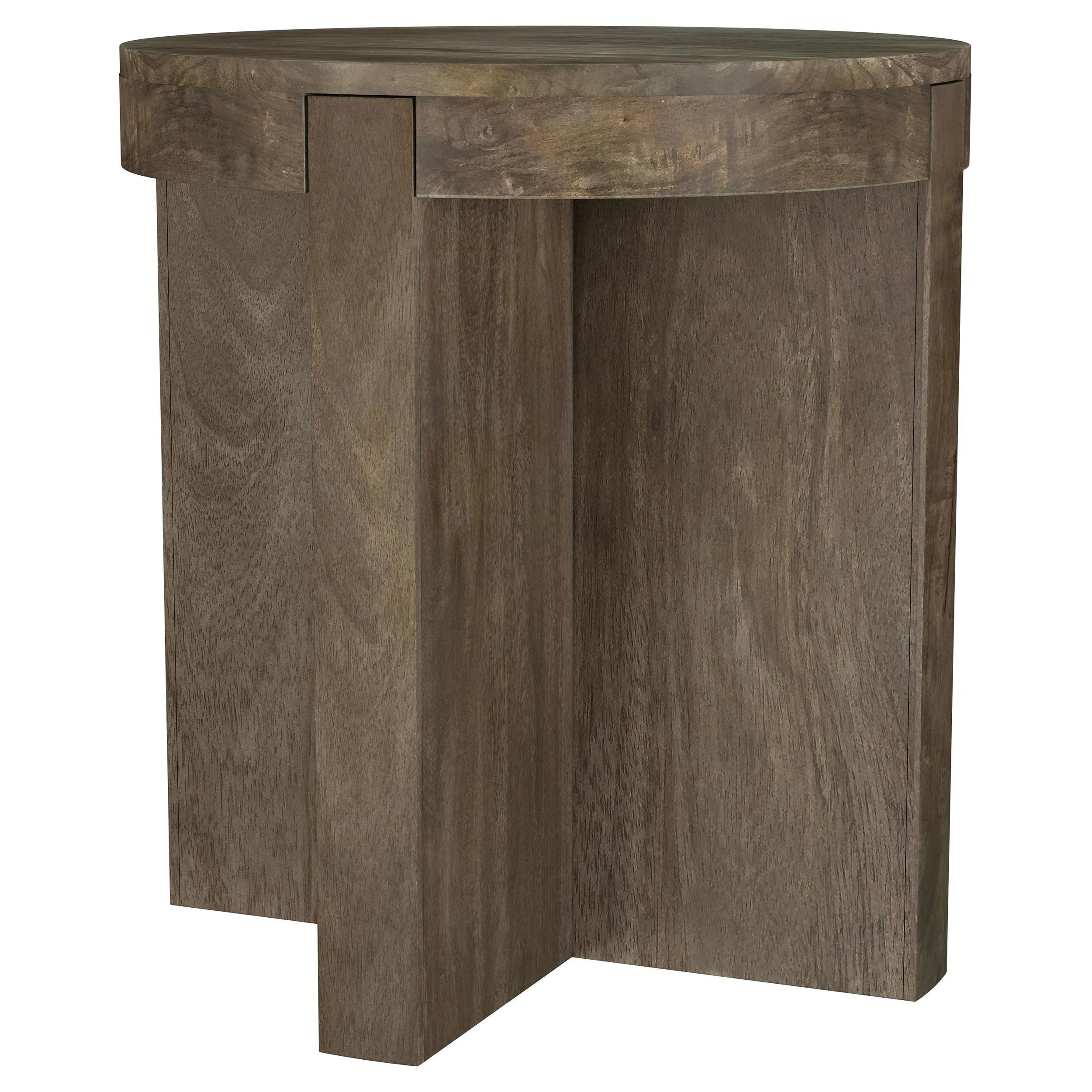 Kinkaid Brown Round Solid Mango Wood End Table - Image 2