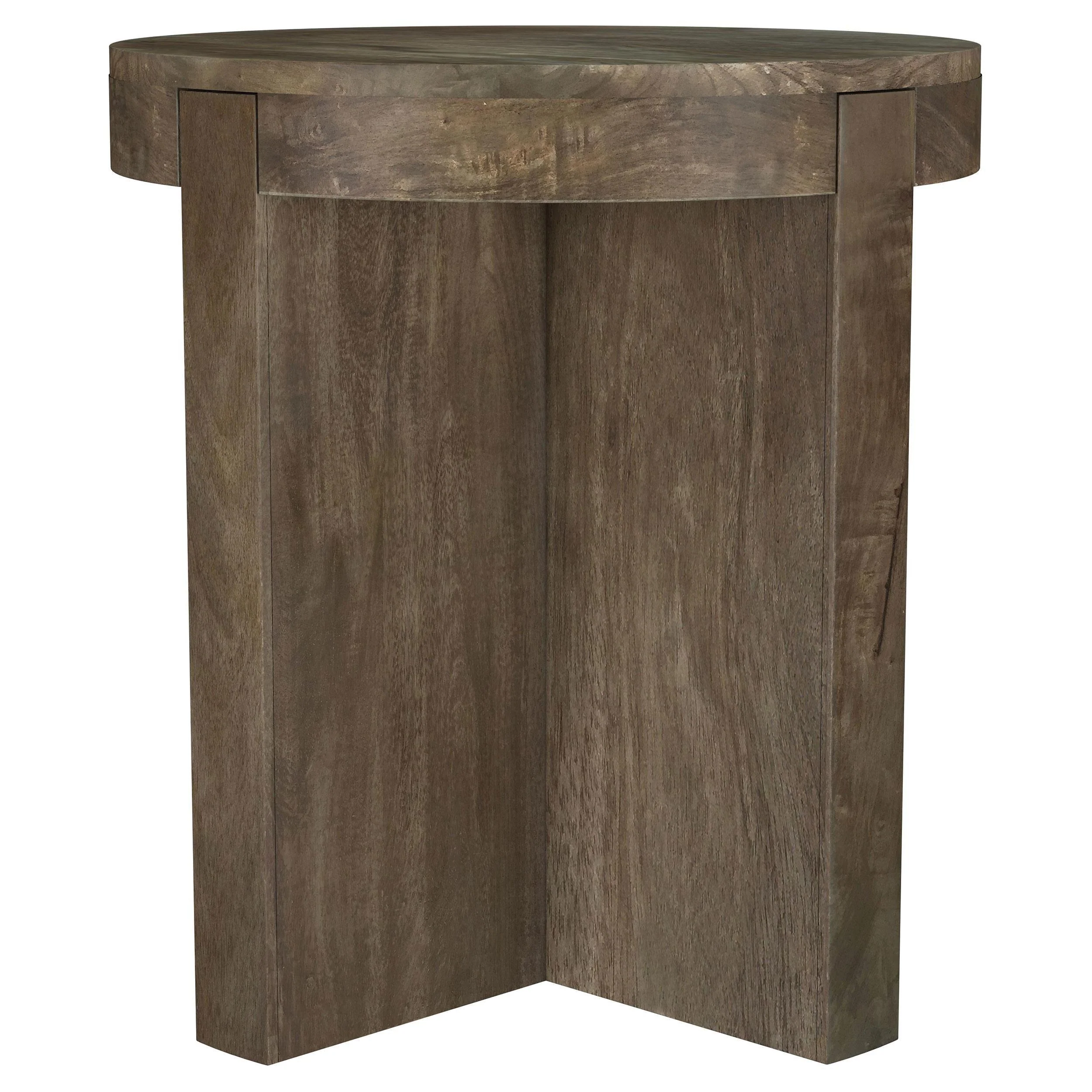 Kinkaid Brown Round Solid Mango Wood End Table - Image 3