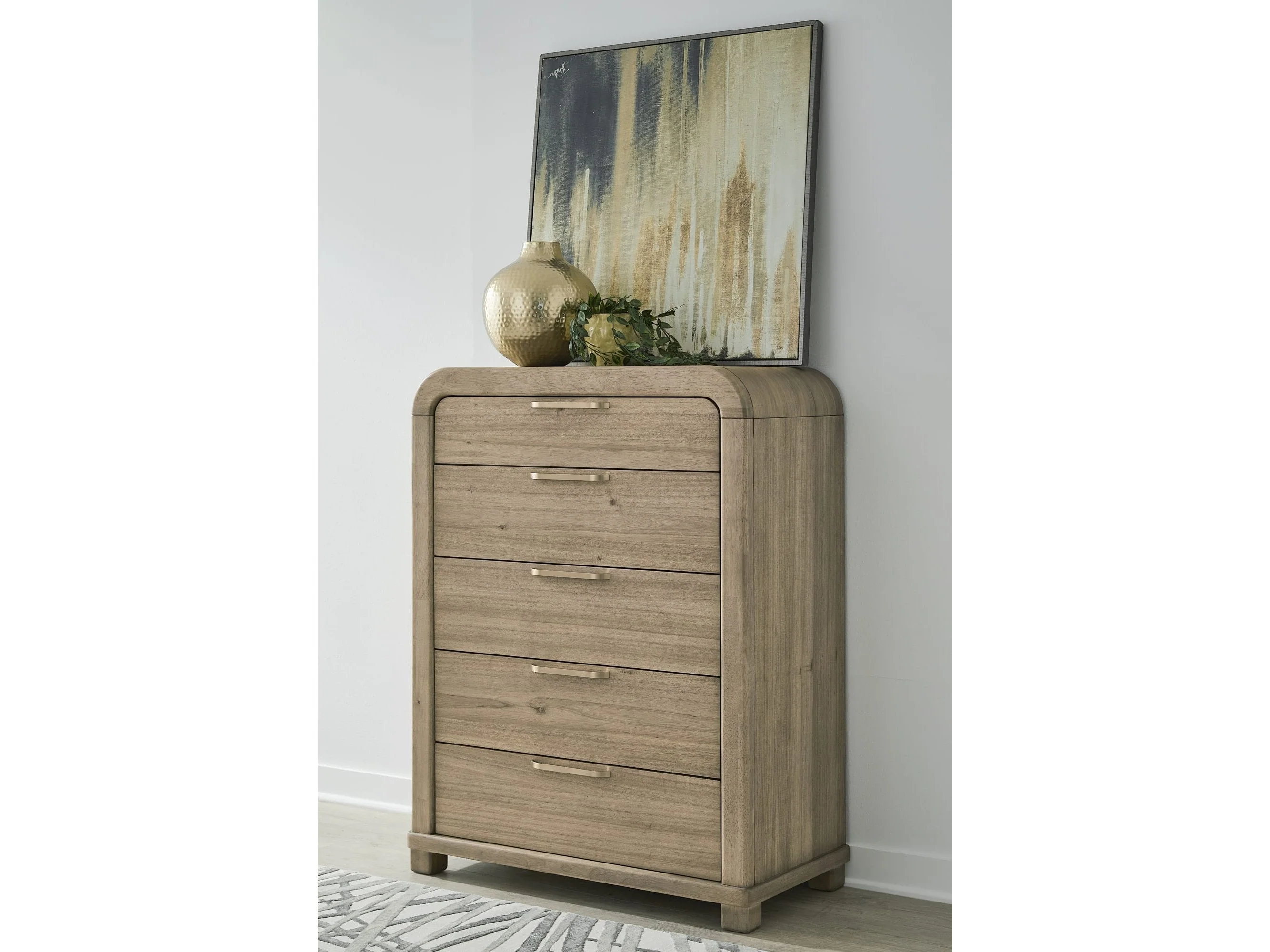 Kione Lioness Five Drawer Acacia Wood Chest