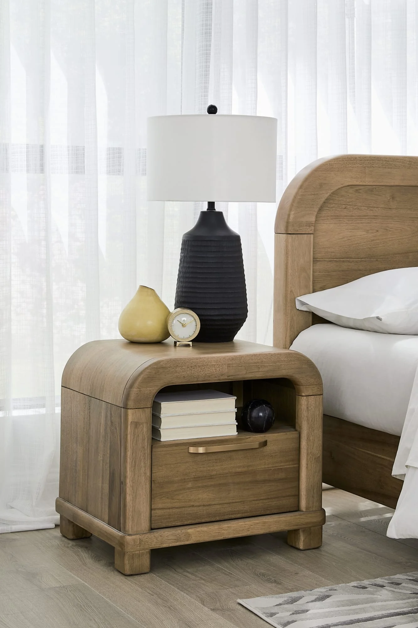 Kione Lioness One Drawer Acacia Wood Nightstand - Image 2