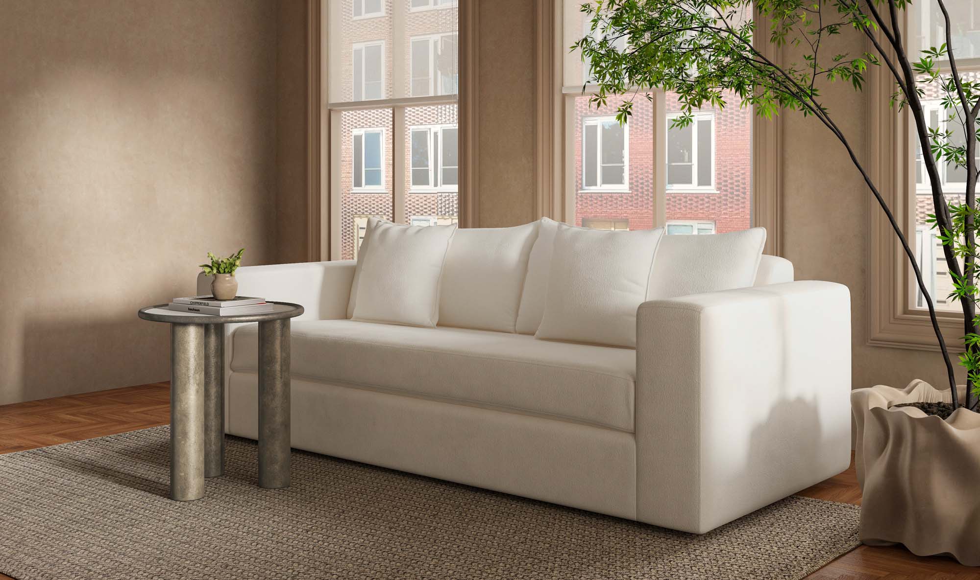 Kiran Sleeper Sofa White - Image 4