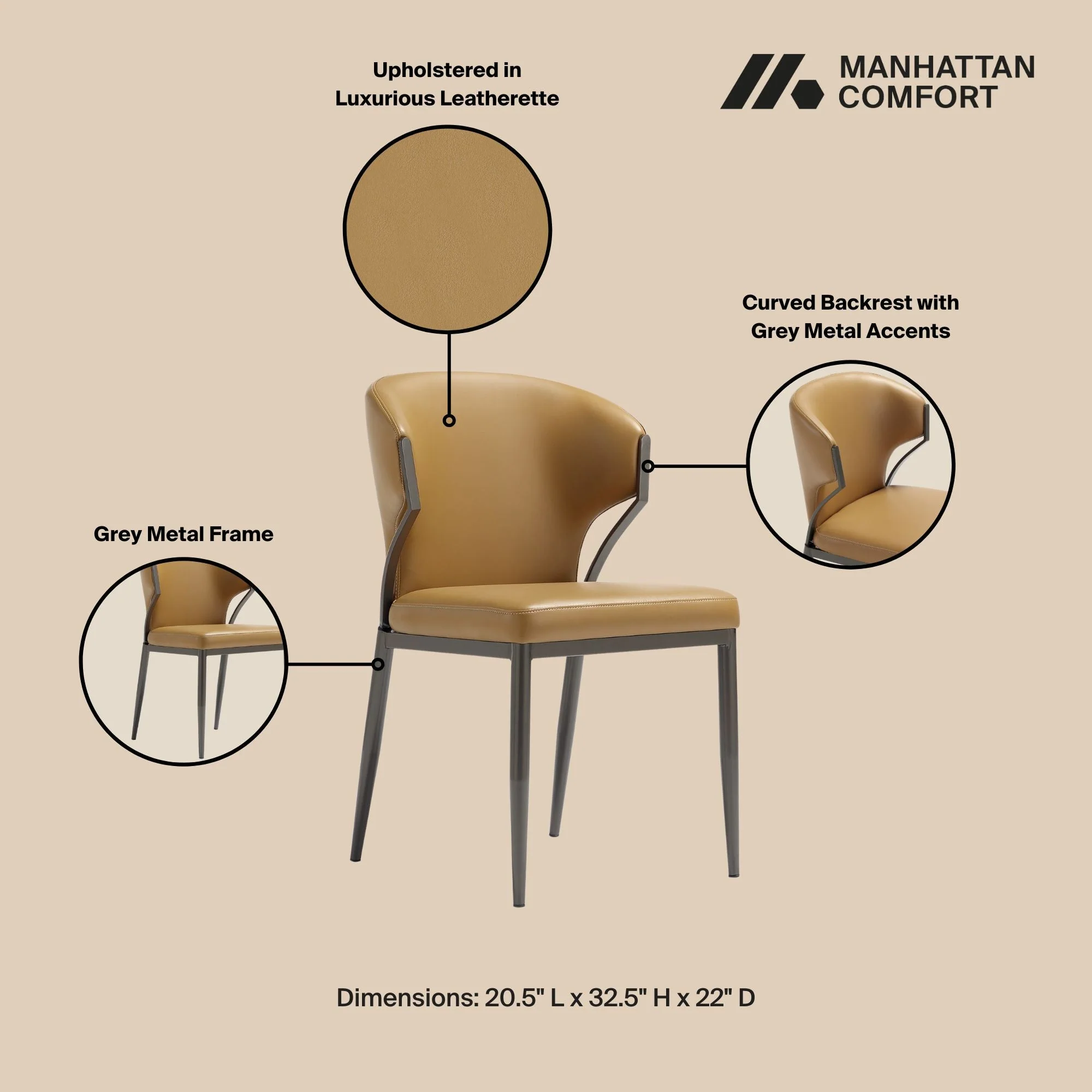 Kirsten Dining Chair in Camel (set of 4) - Image 4