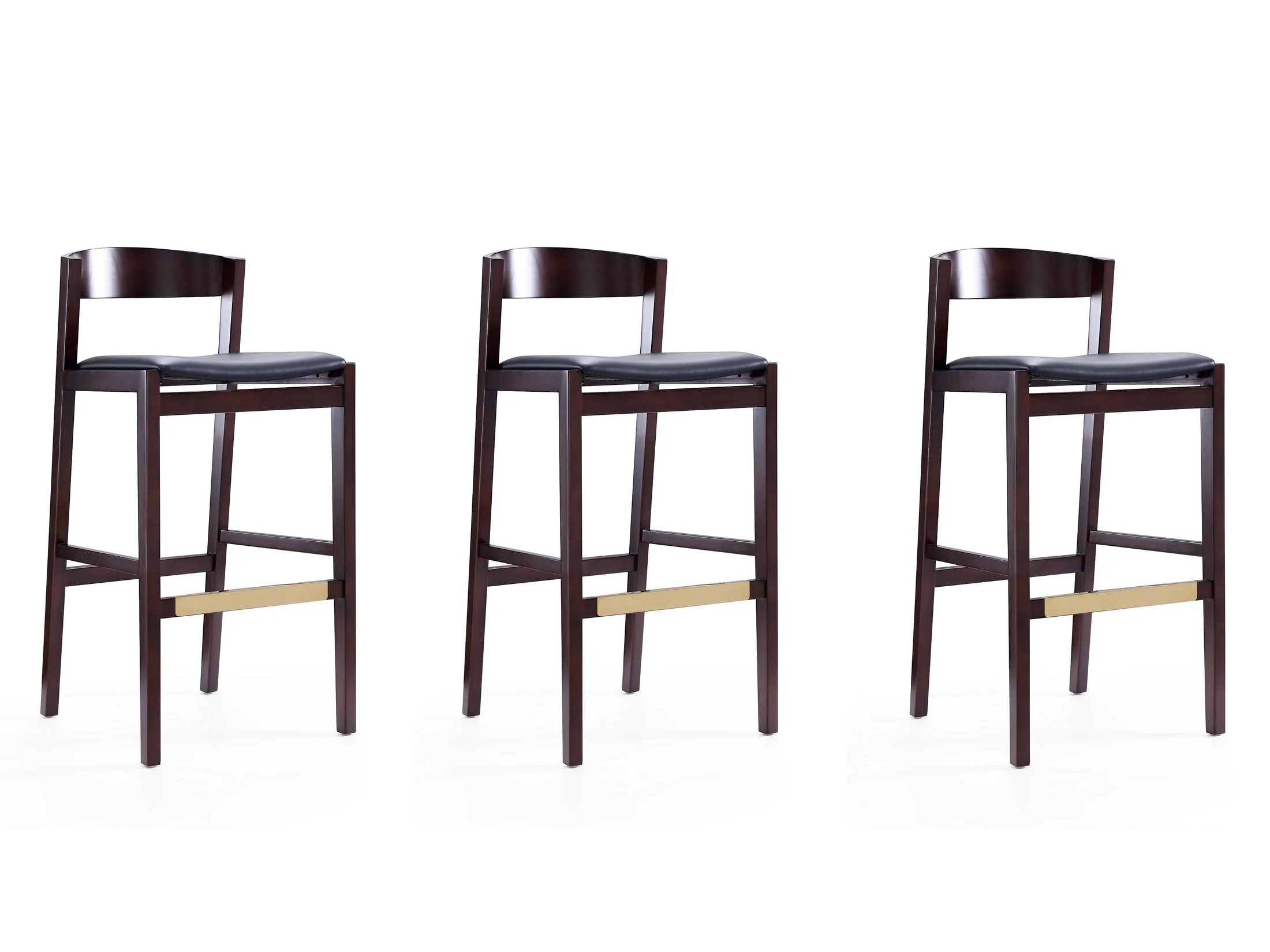 Klismos Barstool in Black and Dark Walnut (set of 3)