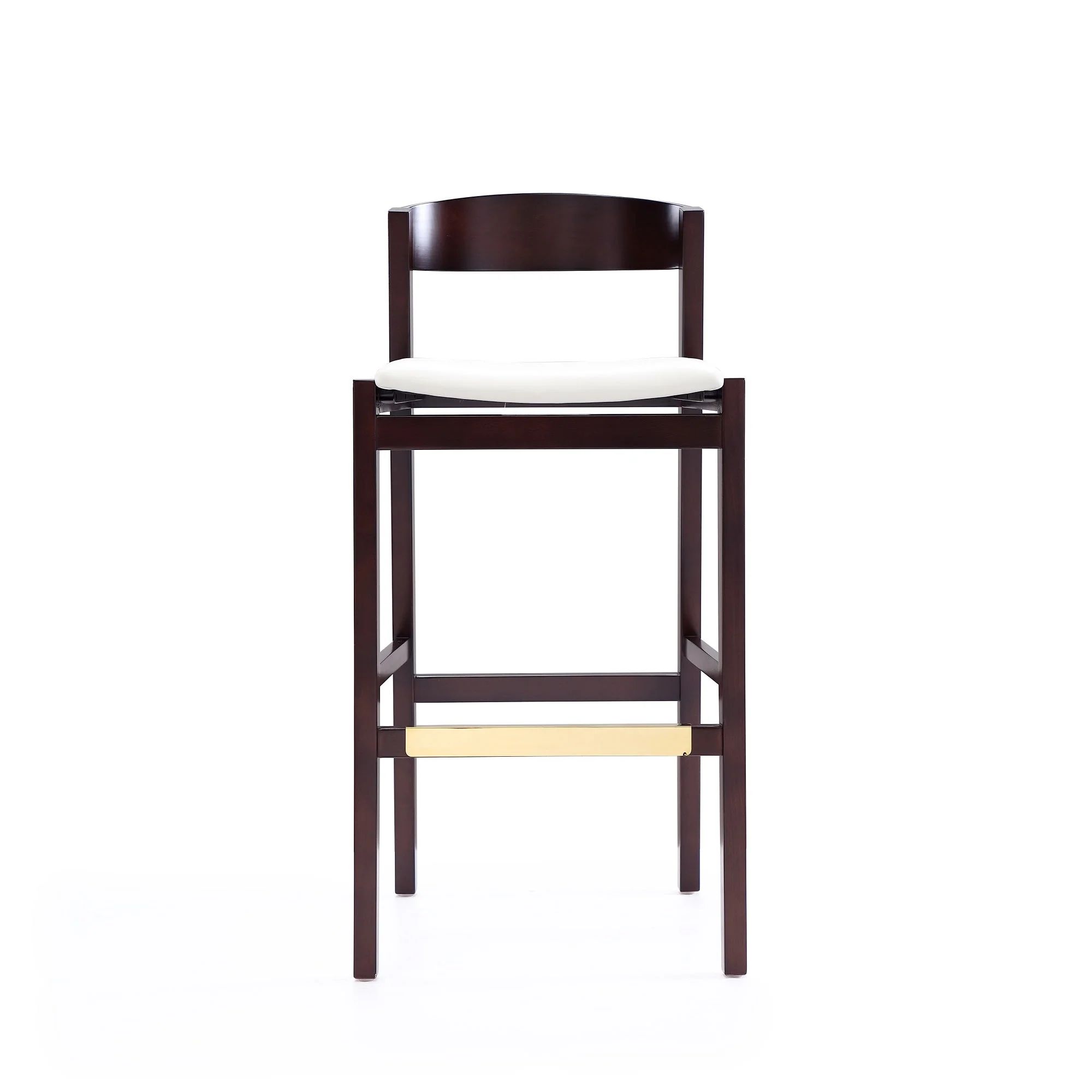 Klismos Barstool in Ivory and Dark Walnut (set of 2) - Image 4