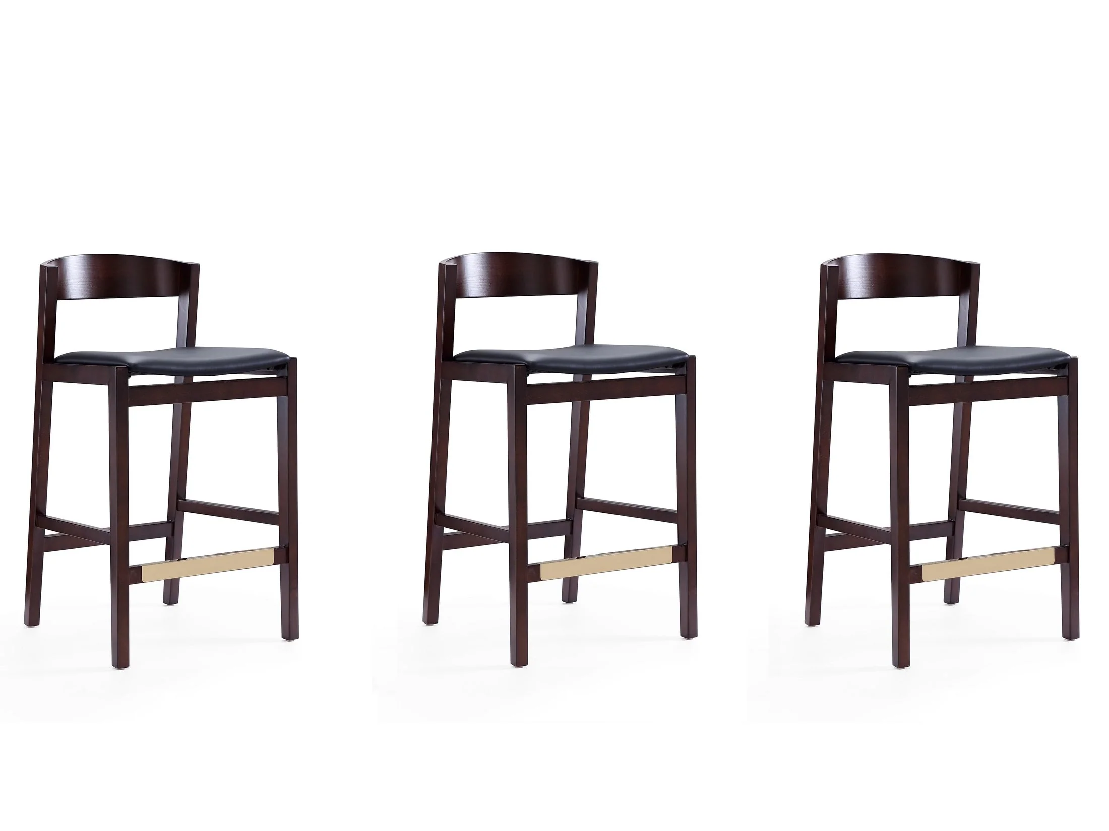 Klismos Counter Stool in Black and Dark Walnut (set of 3)