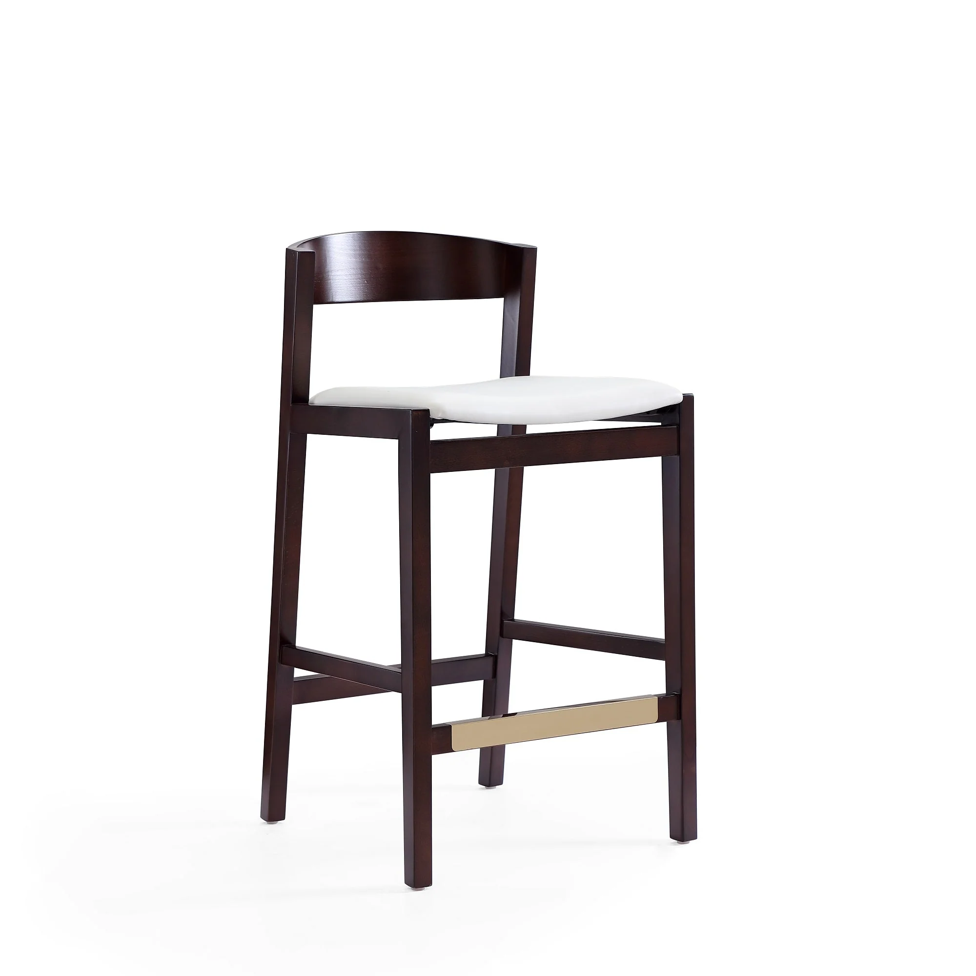 Klismos Counter Stool in Ivory and Dark Walnut (set of 3) - Image 3