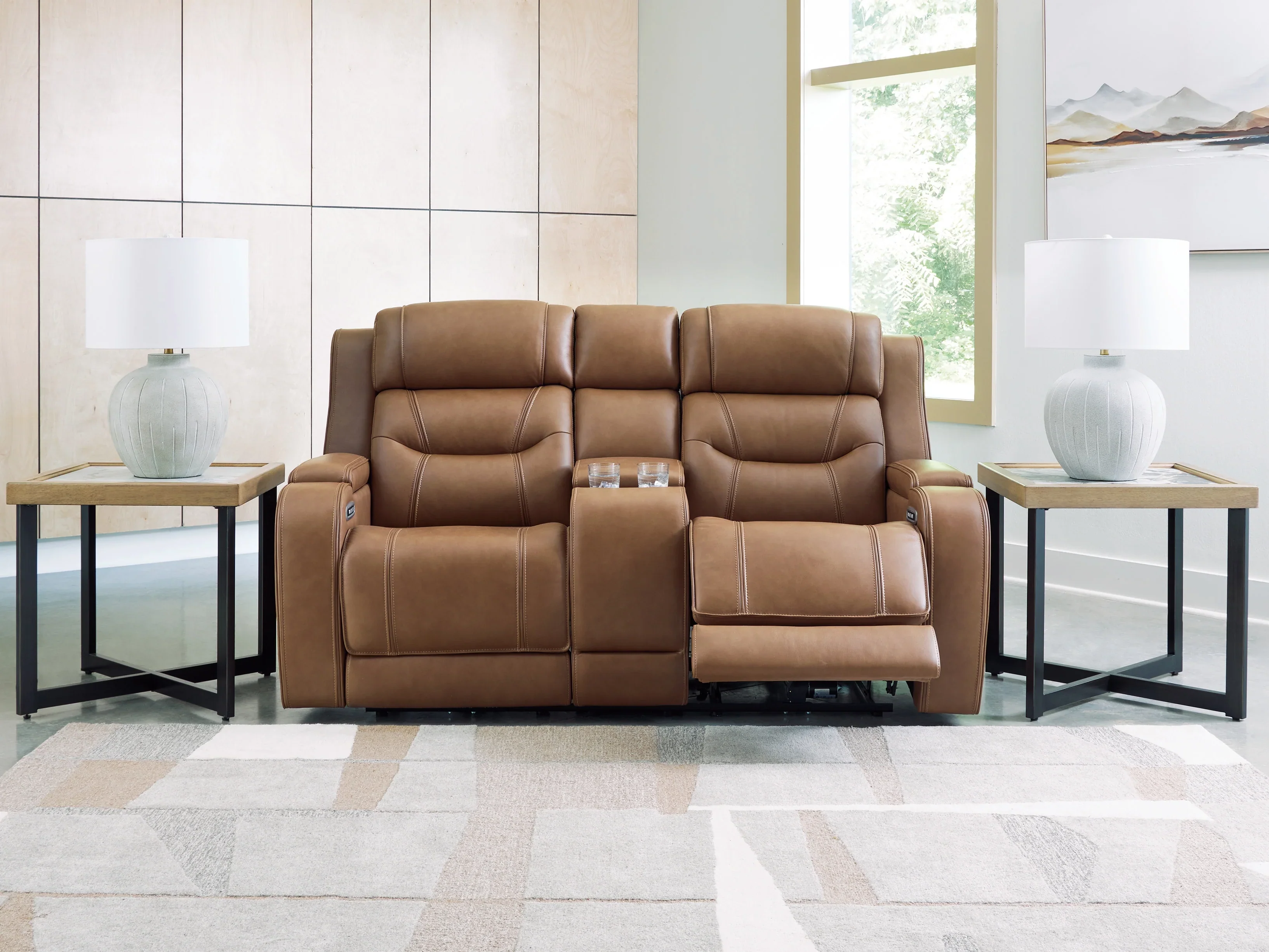 Knightington Caramel Power Reclining Loveseat w/Audio Seating - Image 3