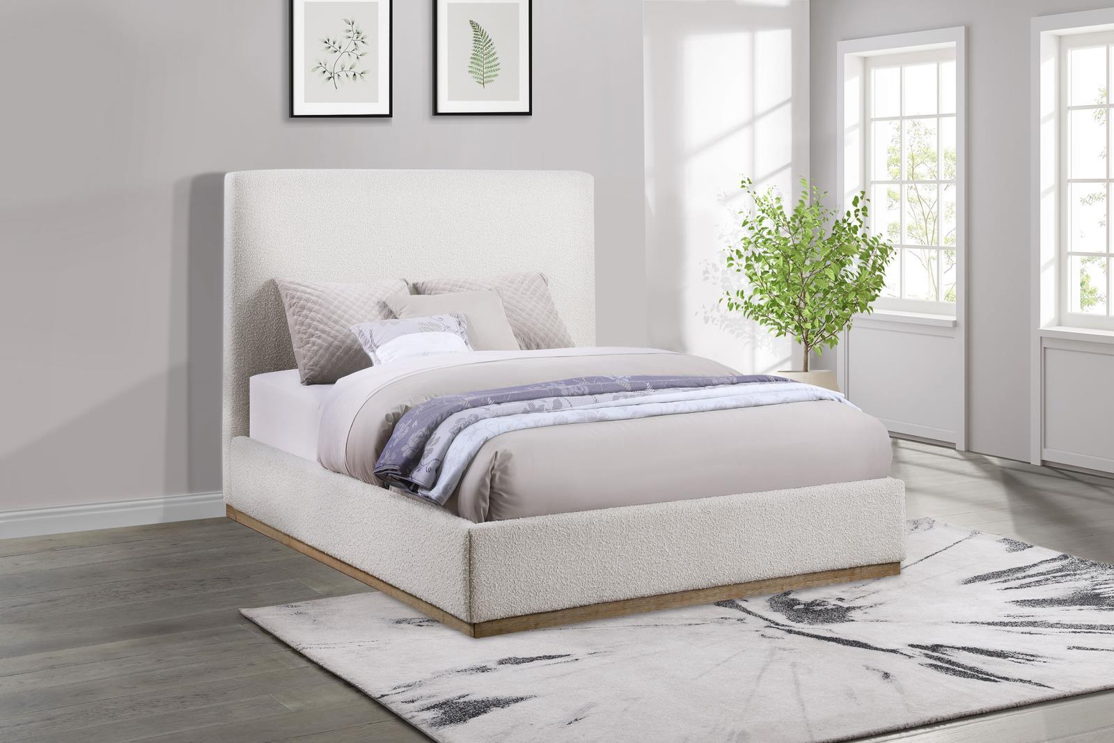 Knox Cream Upholstered Eastern King Platform Bed