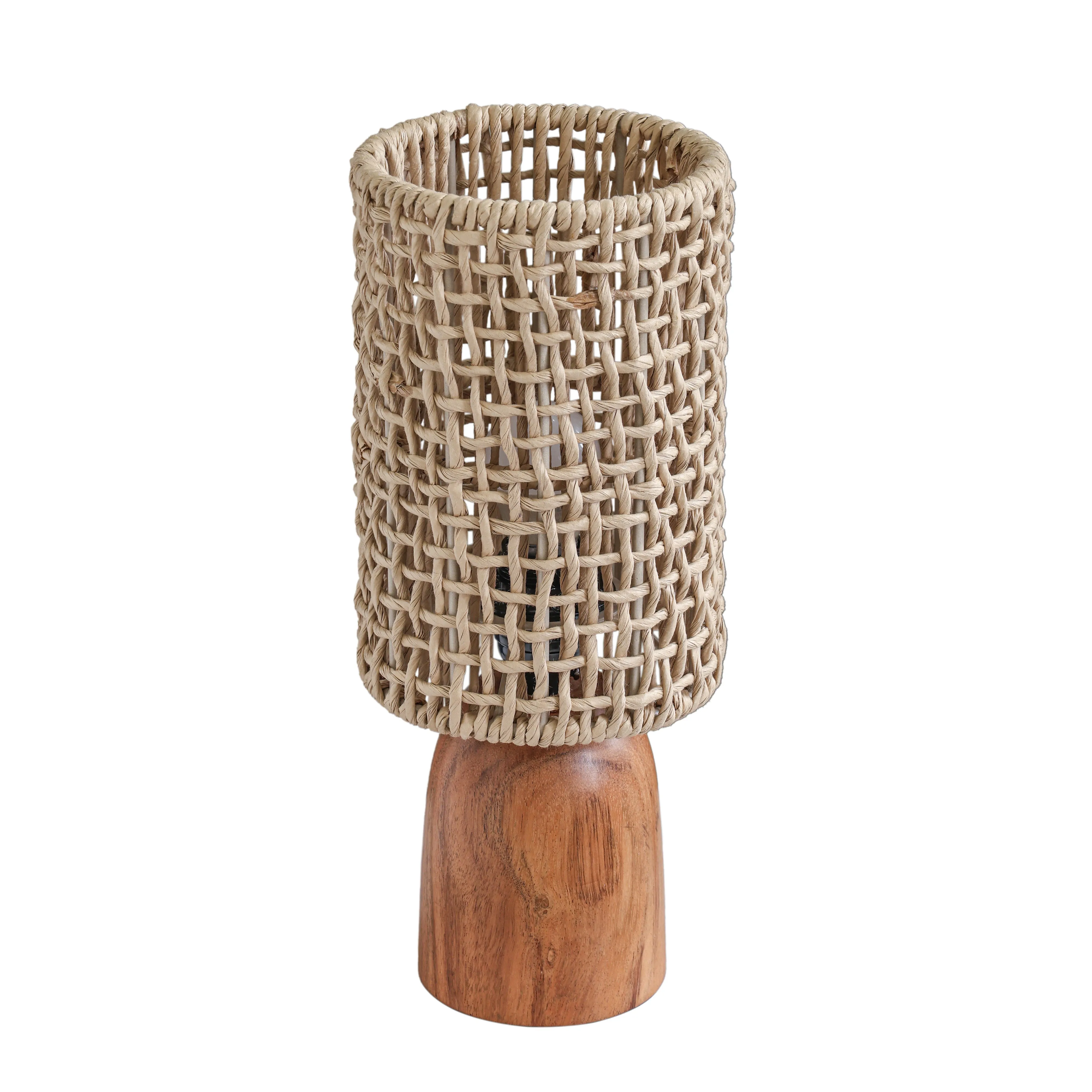 Kombu Natural Raffia and Wood Small Table Lamp - Image 2