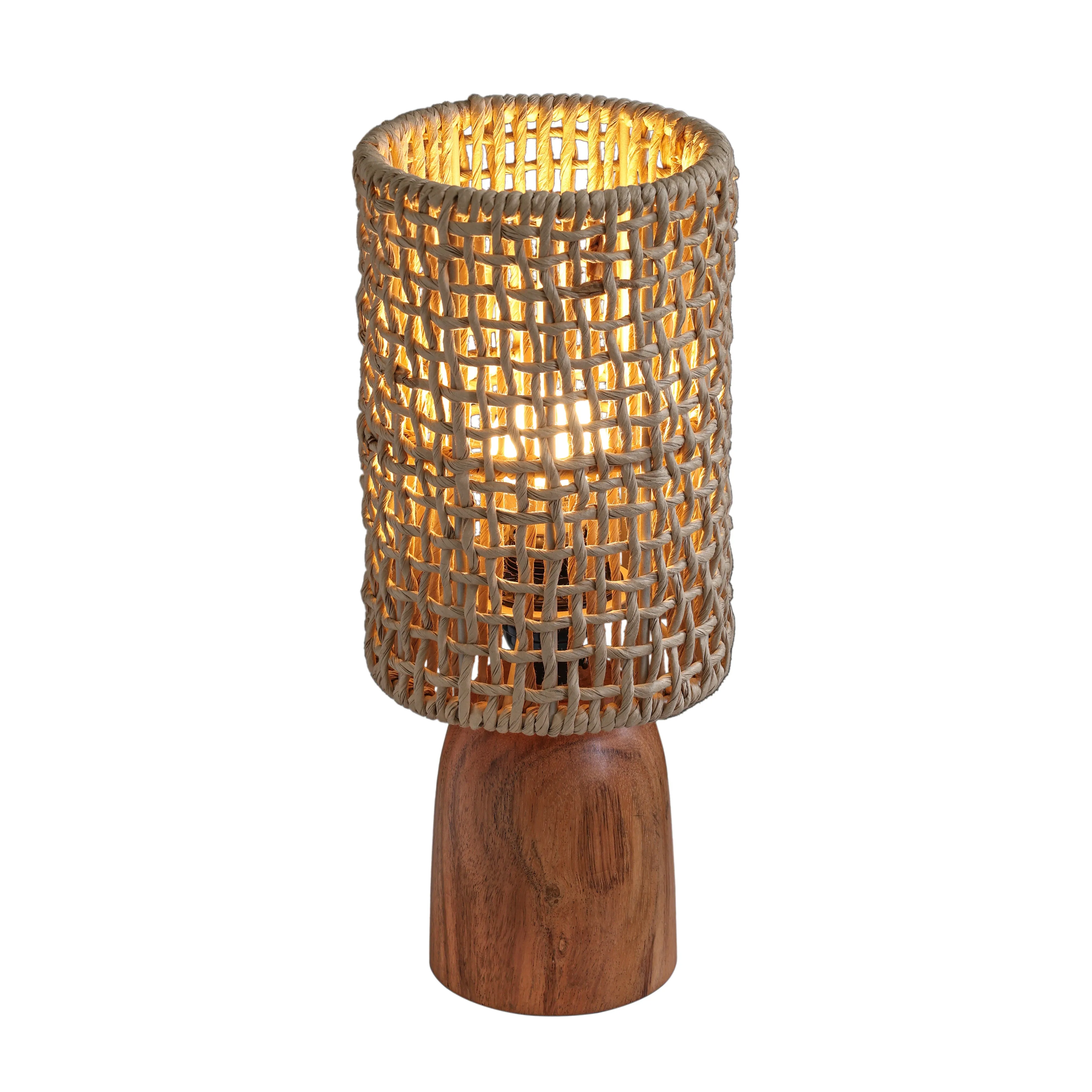 Kombu Natural Raffia and Wood Small Table Lamp - Image 3