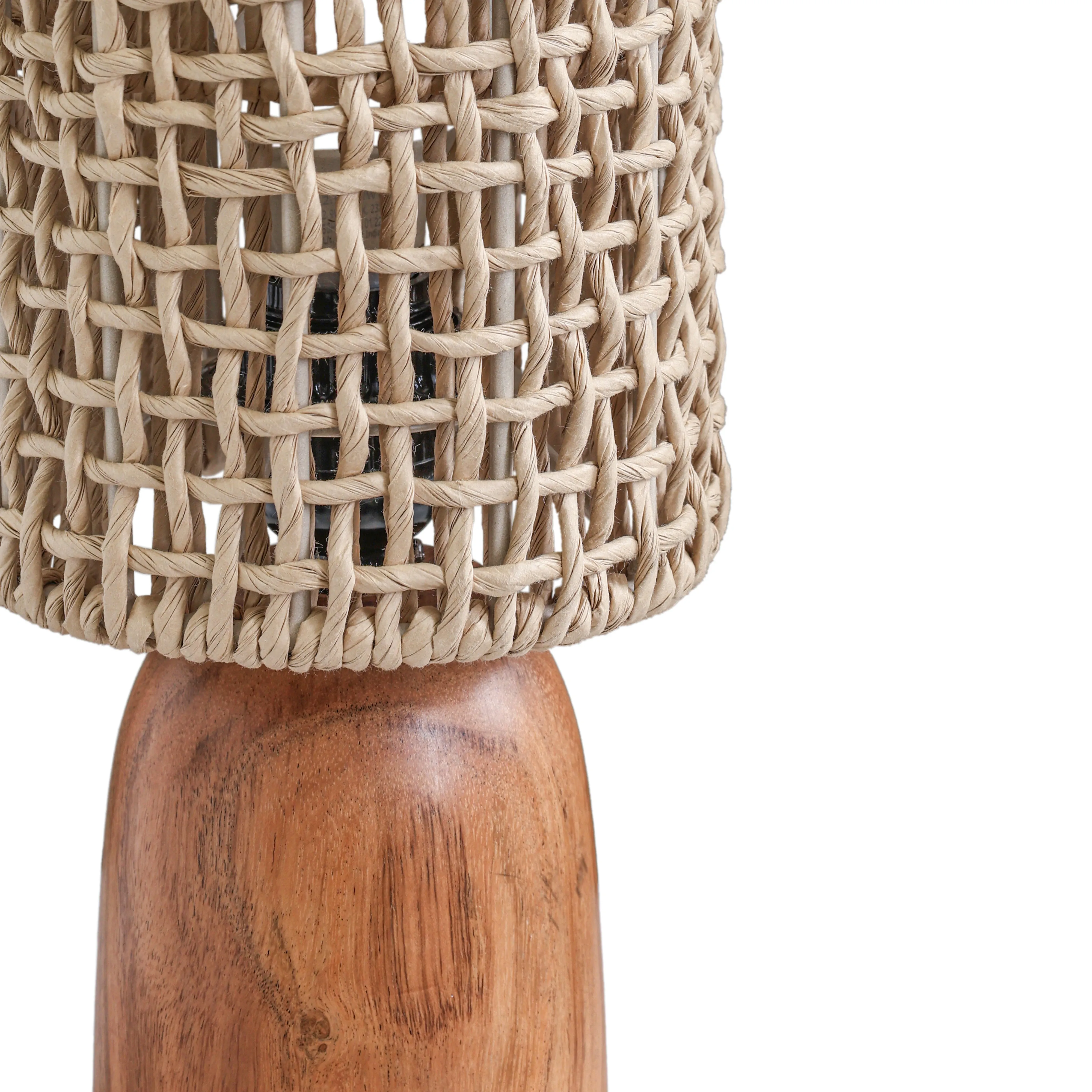 Kombu Natural Raffia and Wood Small Table Lamp - Image 4