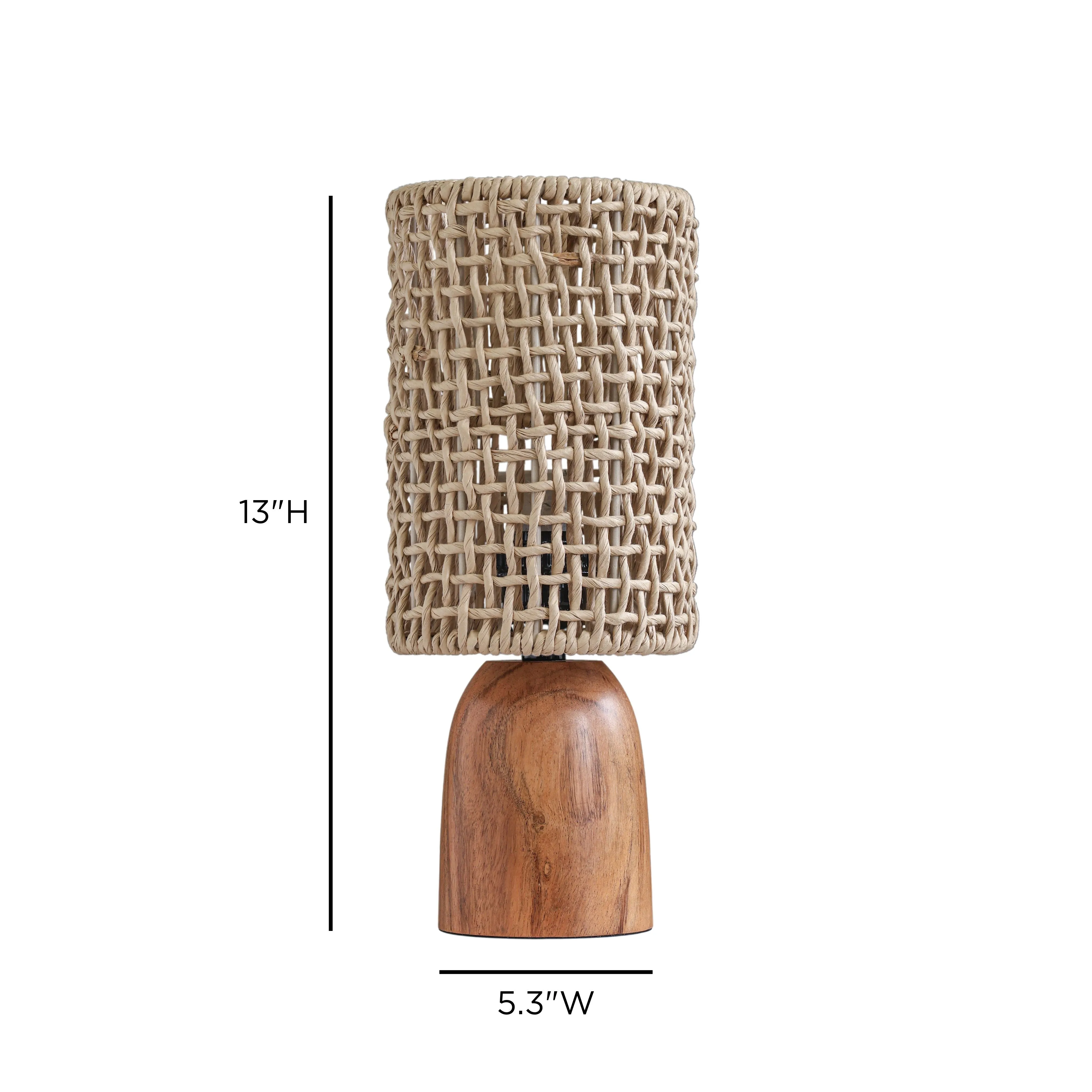 Kombu Natural Raffia and Wood Small Table Lamp - Image 5