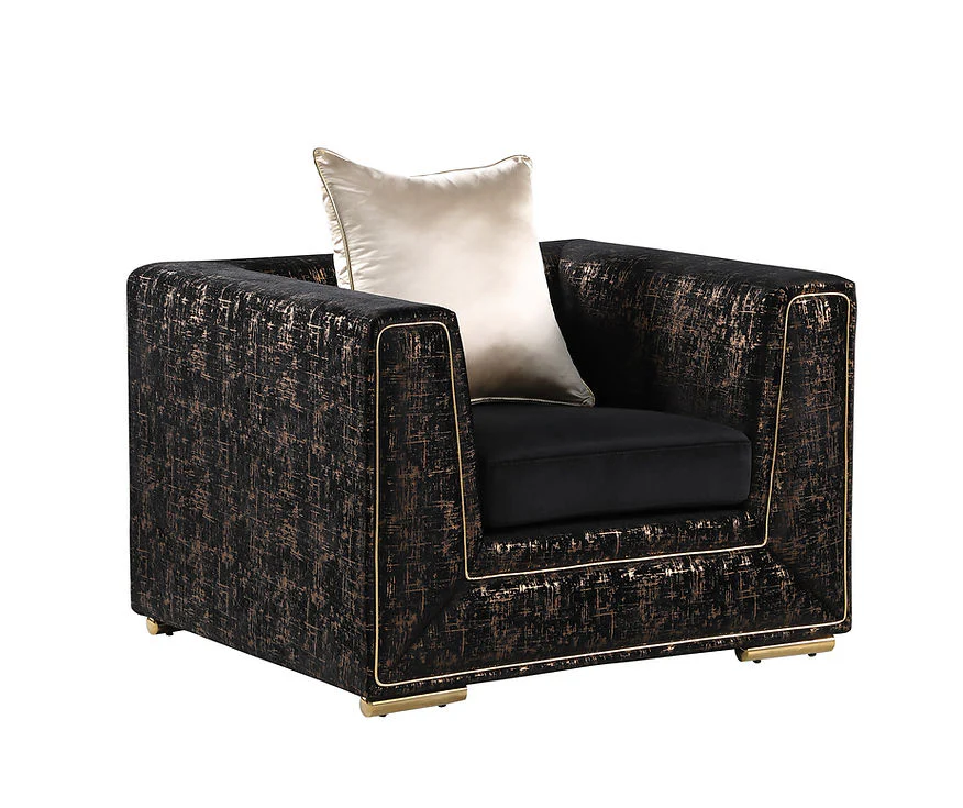Konya Velvet Black Living Room Set [Special Price] - Image 4