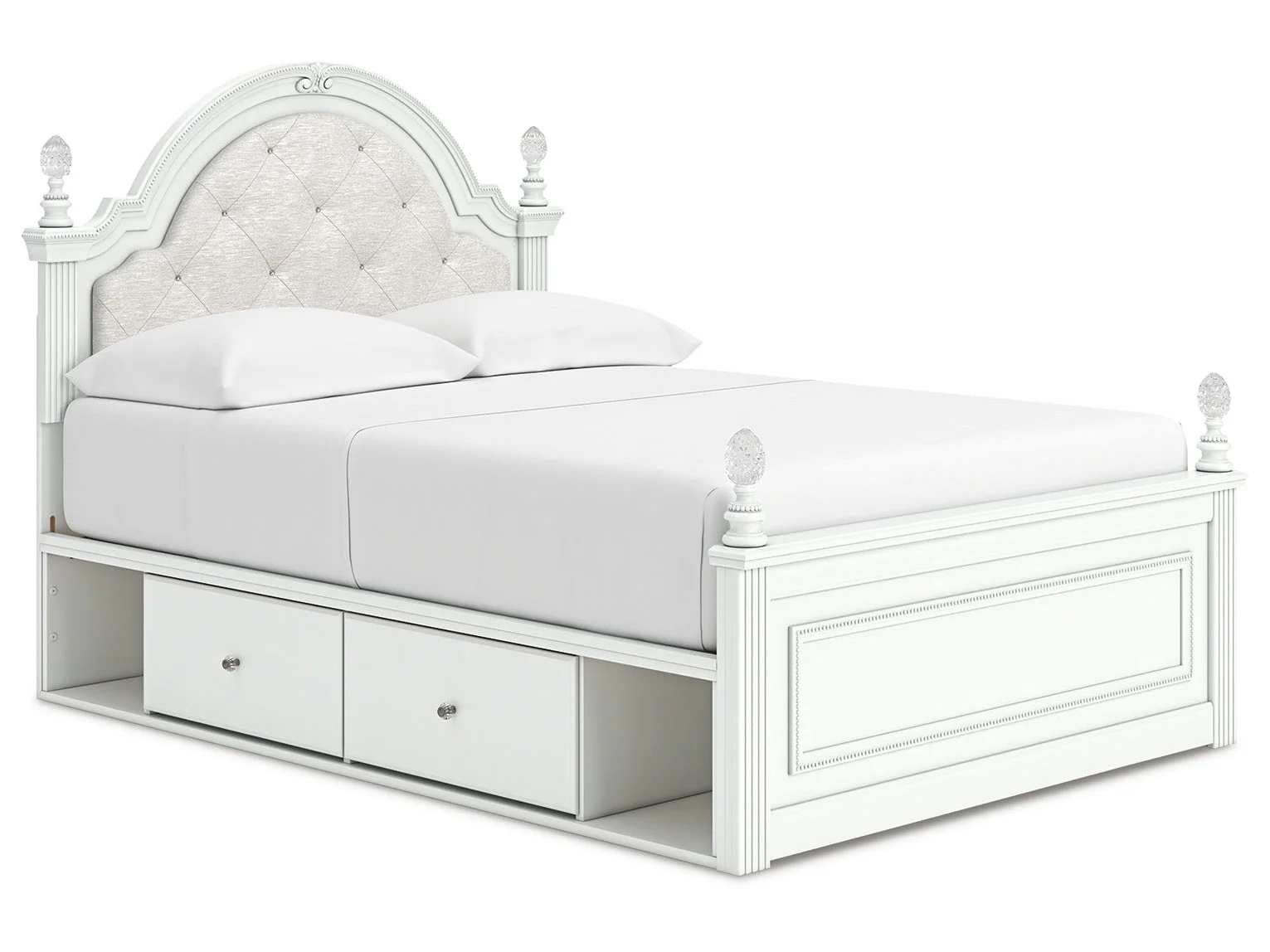 Kozlani White Full Upholstered Panel Storage Bed