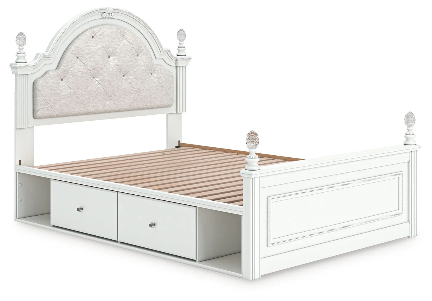 Kozlani White Full Upholstered Panel Storage Bed - Image 4