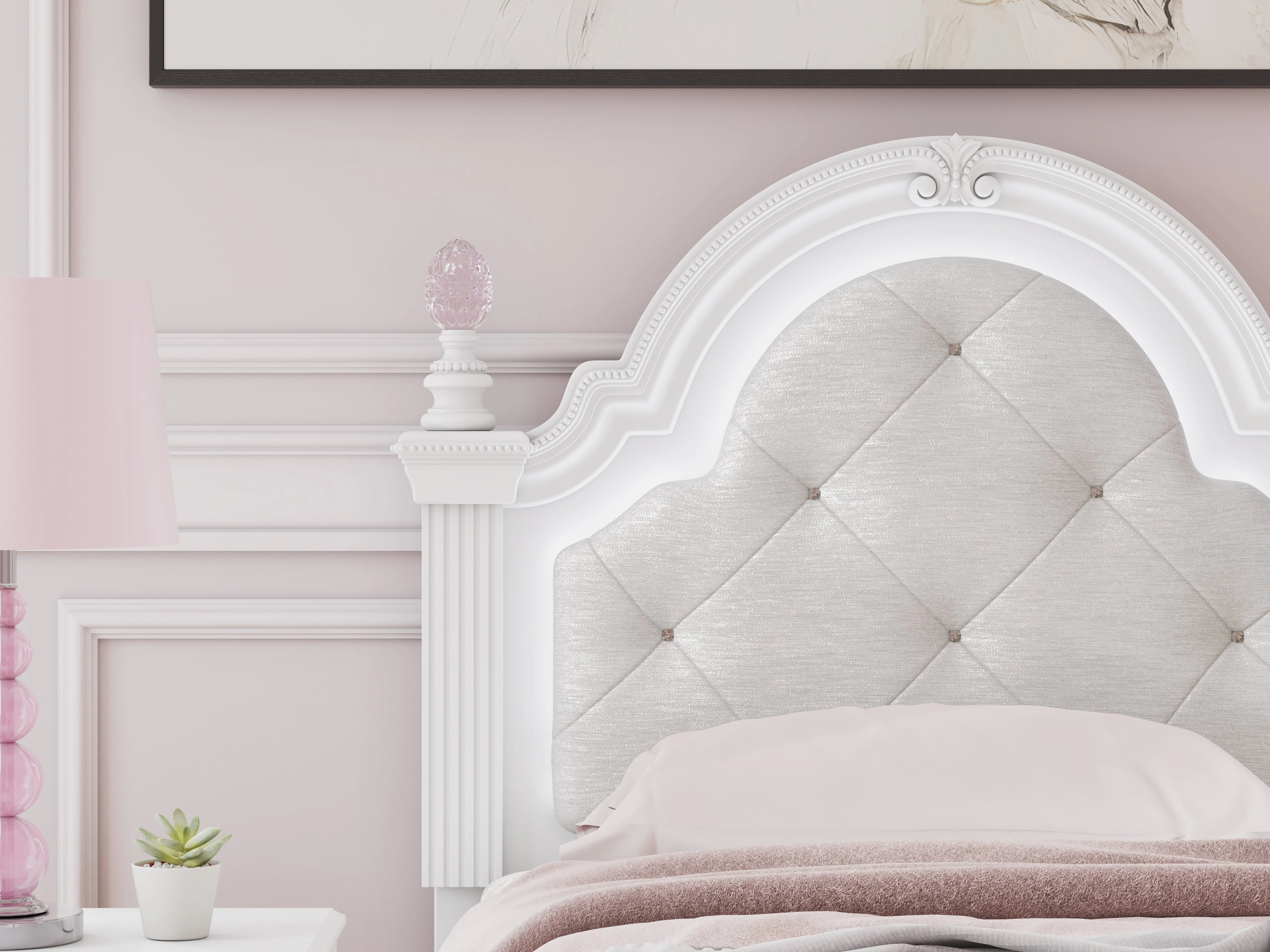 Kozlani White Twin Upholstered Panel Bed - Image 11