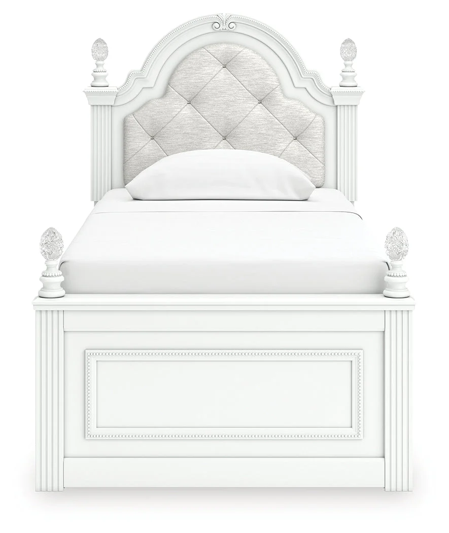 Kozlani White Twin Upholstered Panel Bed - Image 4