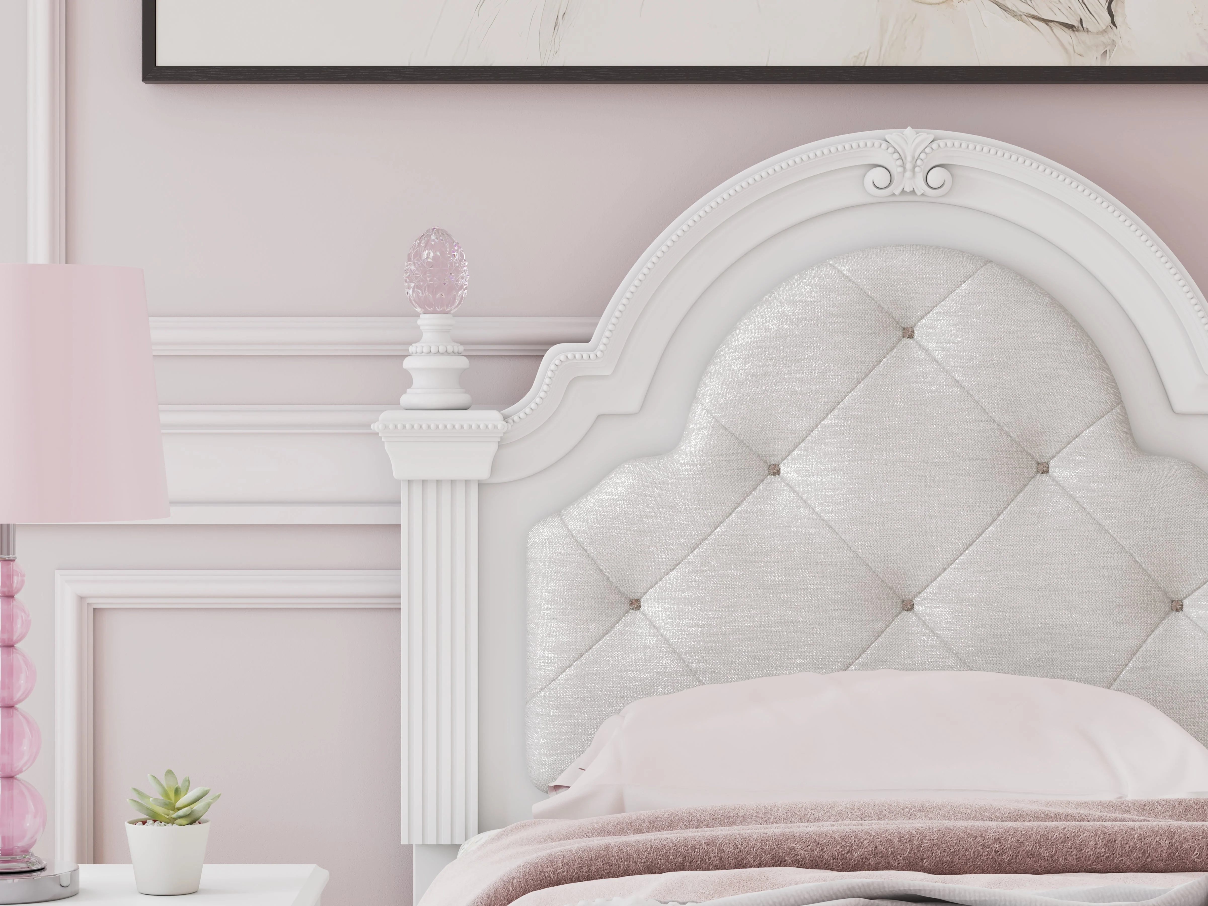 Kozlani White Twin Upholstered Panel Bed - Image 9