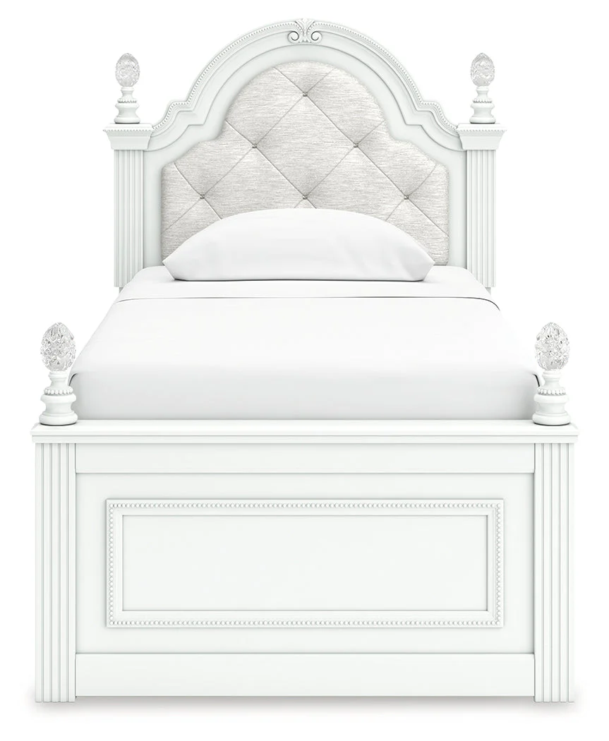 Kozlani White Twin Upholstered Panel Storage Bed - Image 5